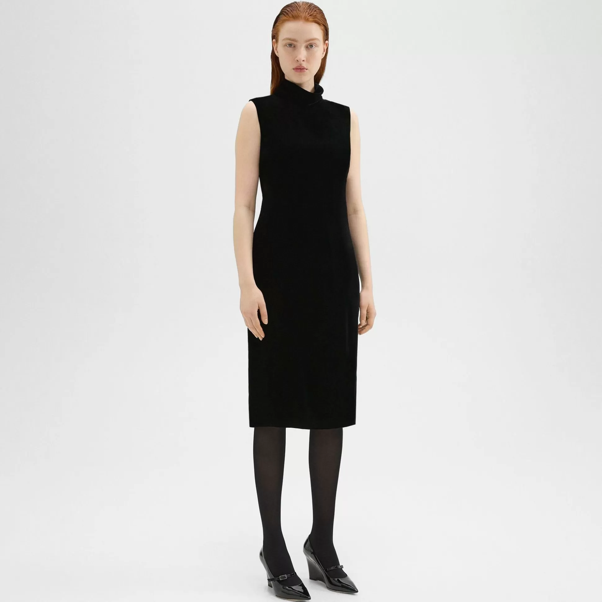 Theory Shift Dress In Stretch Velvet-Women Dresses