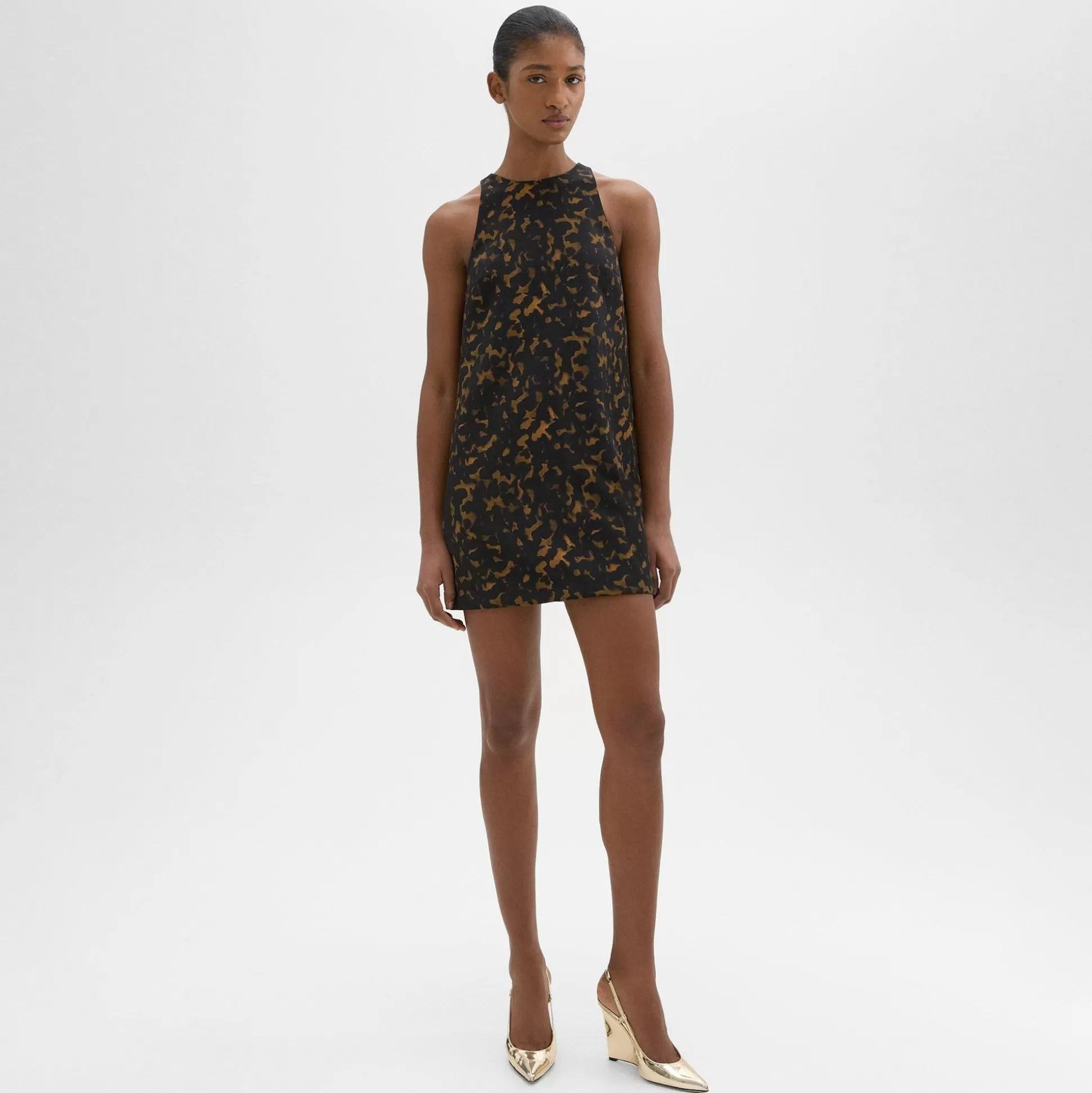 Theory Shift Dress In Tortoiseshell Printed Crepe-Women Dresses