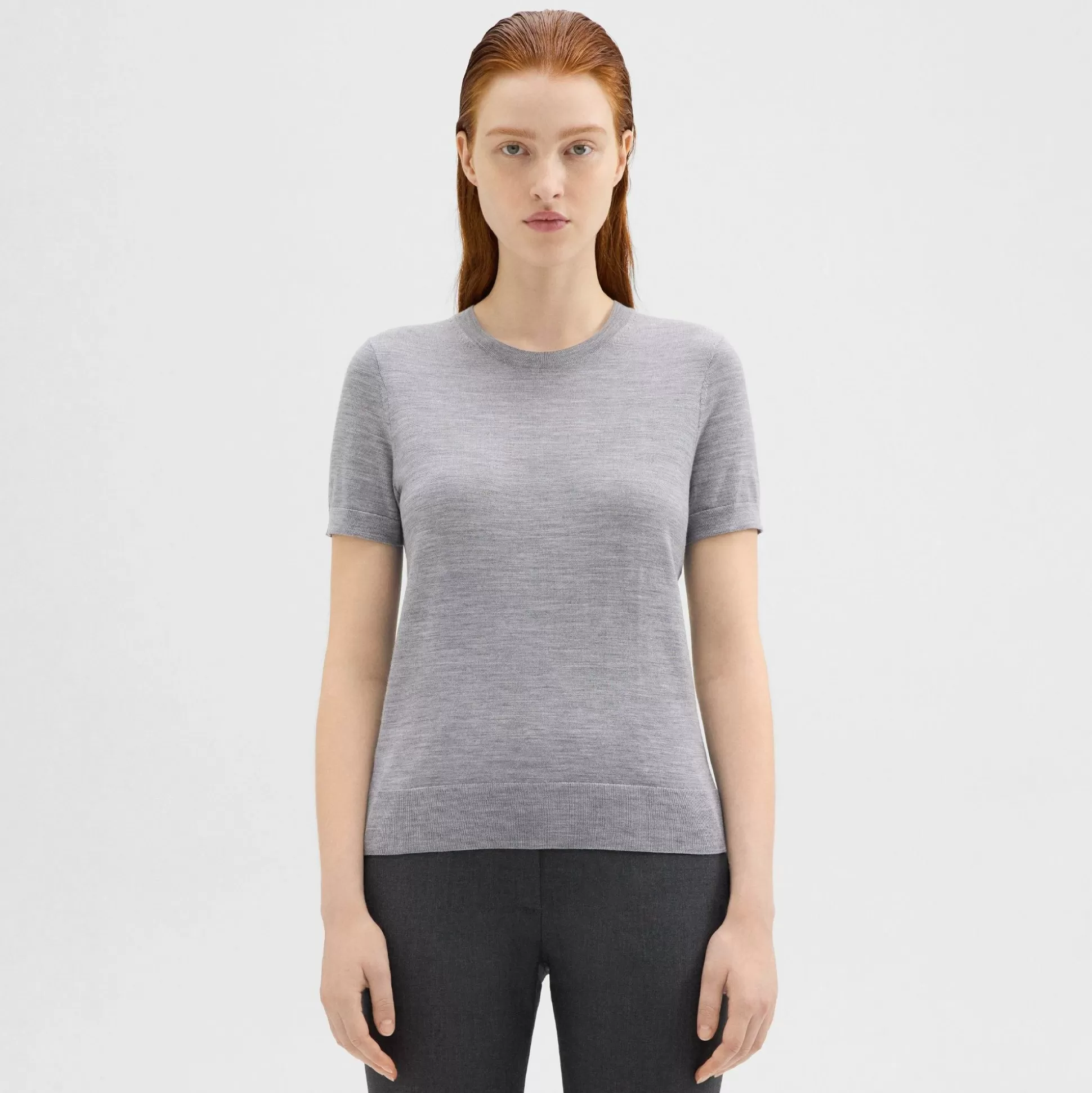 Theory Short-Sleeve Sweater In Regal Wool-Women Tops | T-Shirts