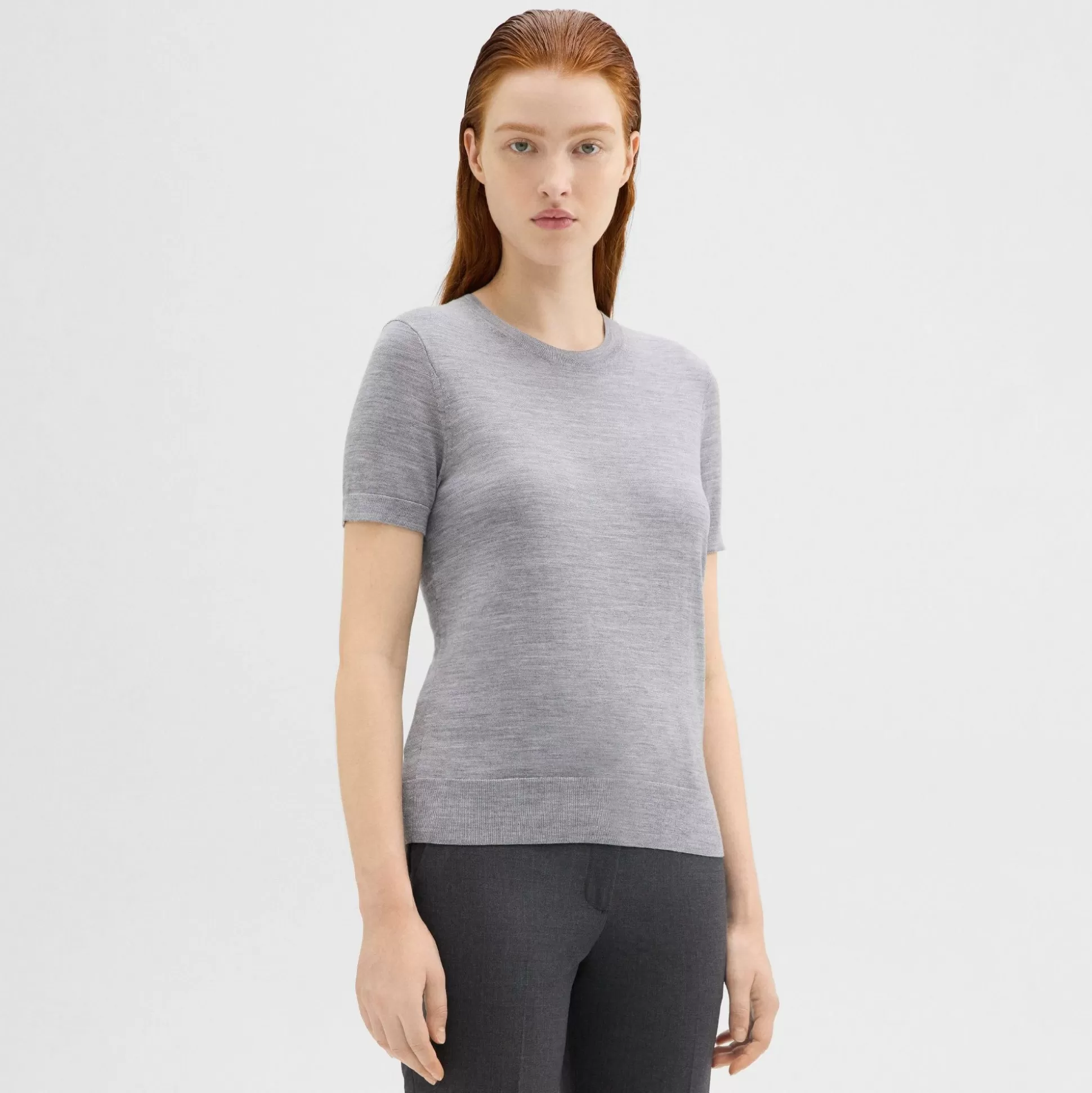 Theory Short-Sleeve Sweater In Regal Wool-Women Tops | T-Shirts