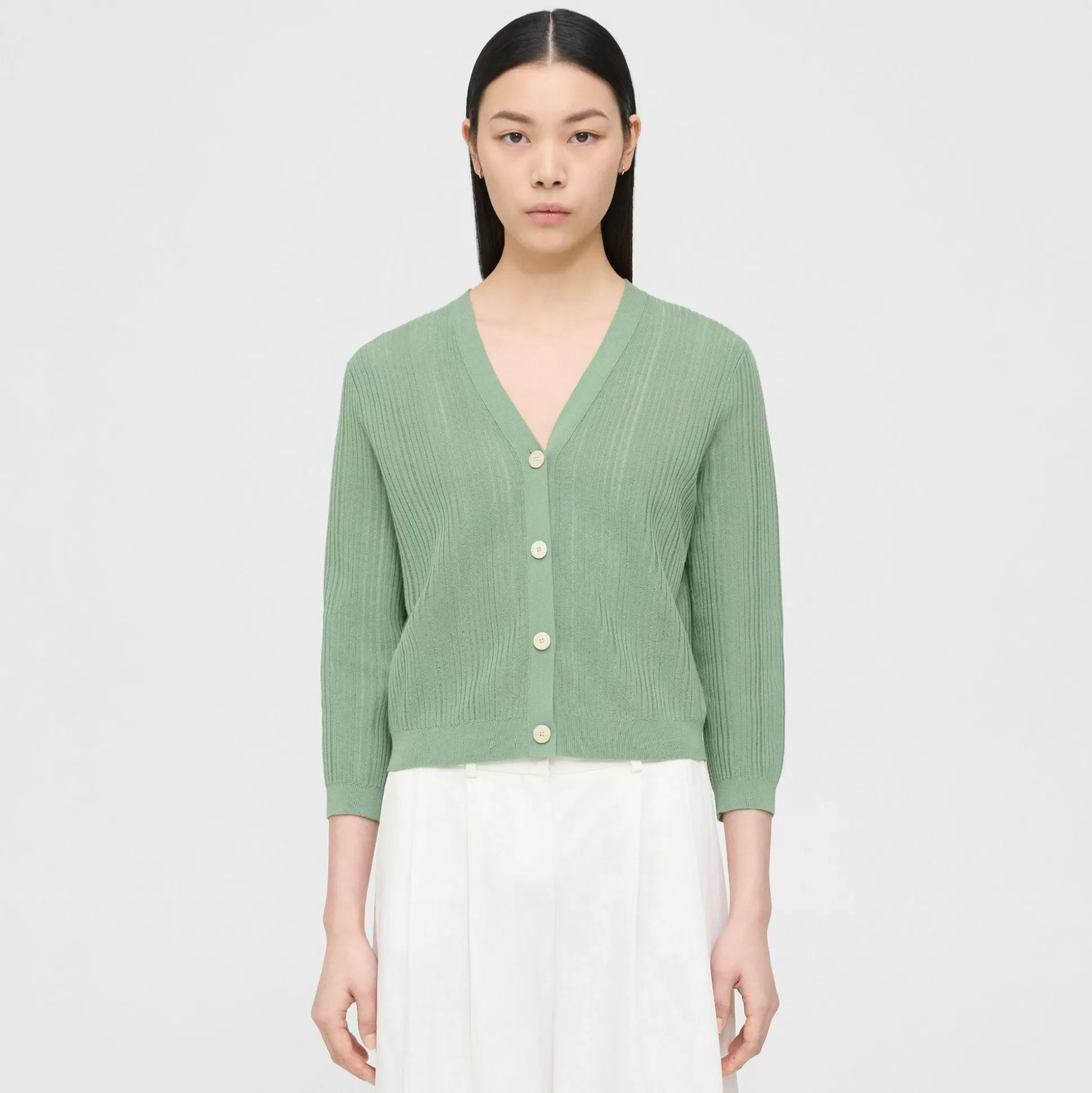 Theory Shrunken Cardigan In Cotton-Blend-Women Sweaters + Cardigans