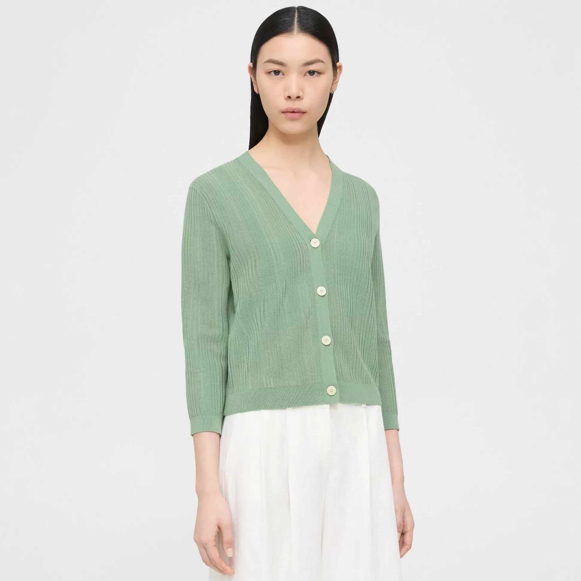 Theory Shrunken Cardigan In Cotton-Blend-Women Sweaters + Cardigans