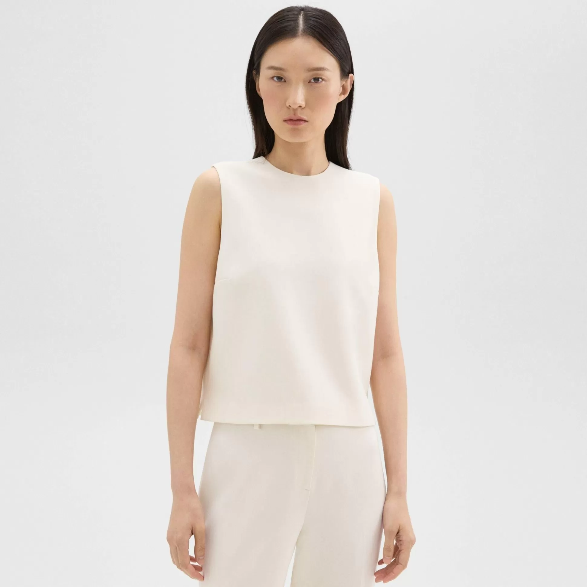 Theory Sleeveless Crewneck Top In Admiral Crepe-Women Tops