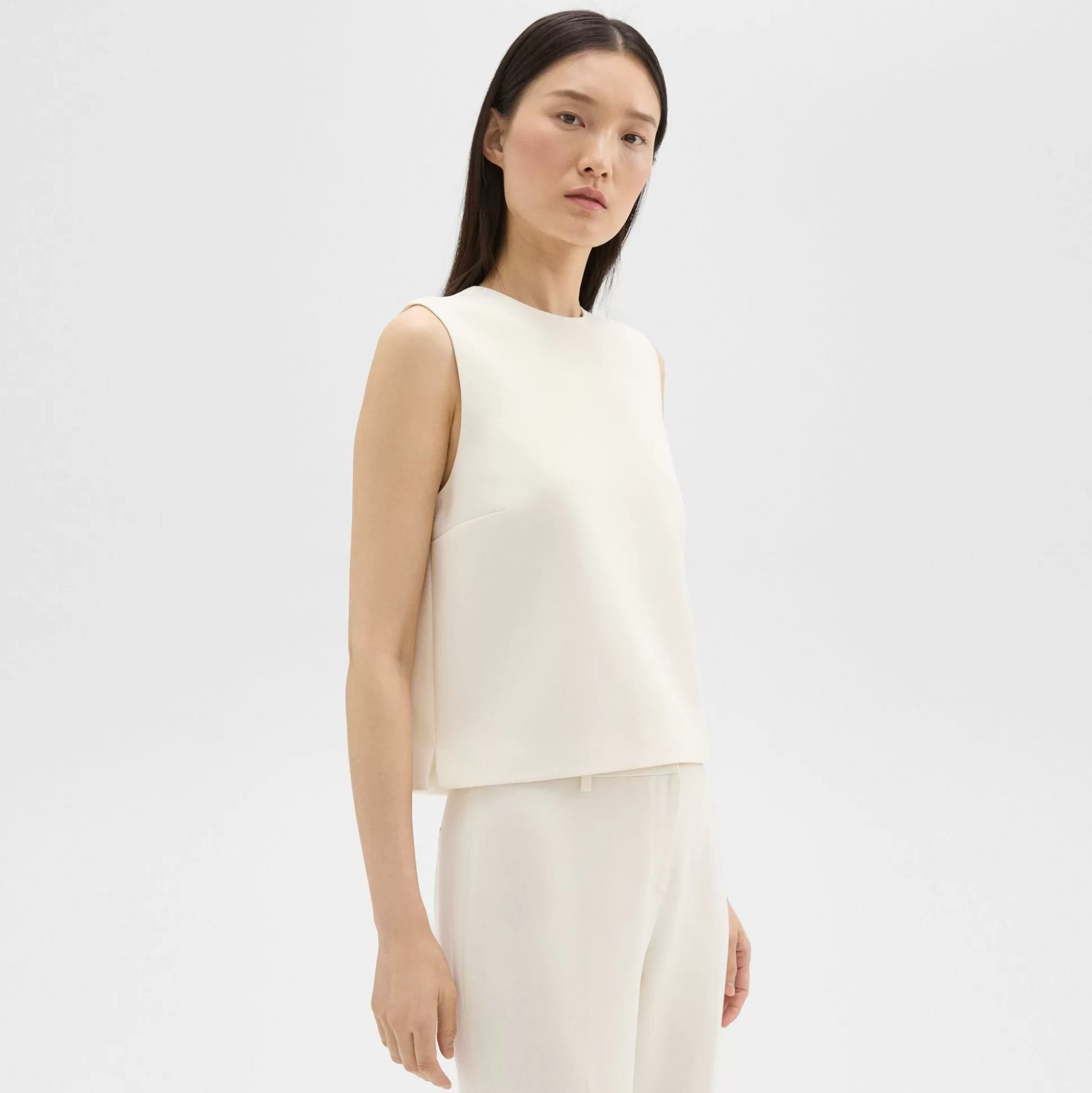 Theory Sleeveless Crewneck Top In Admiral Crepe-Women Tops