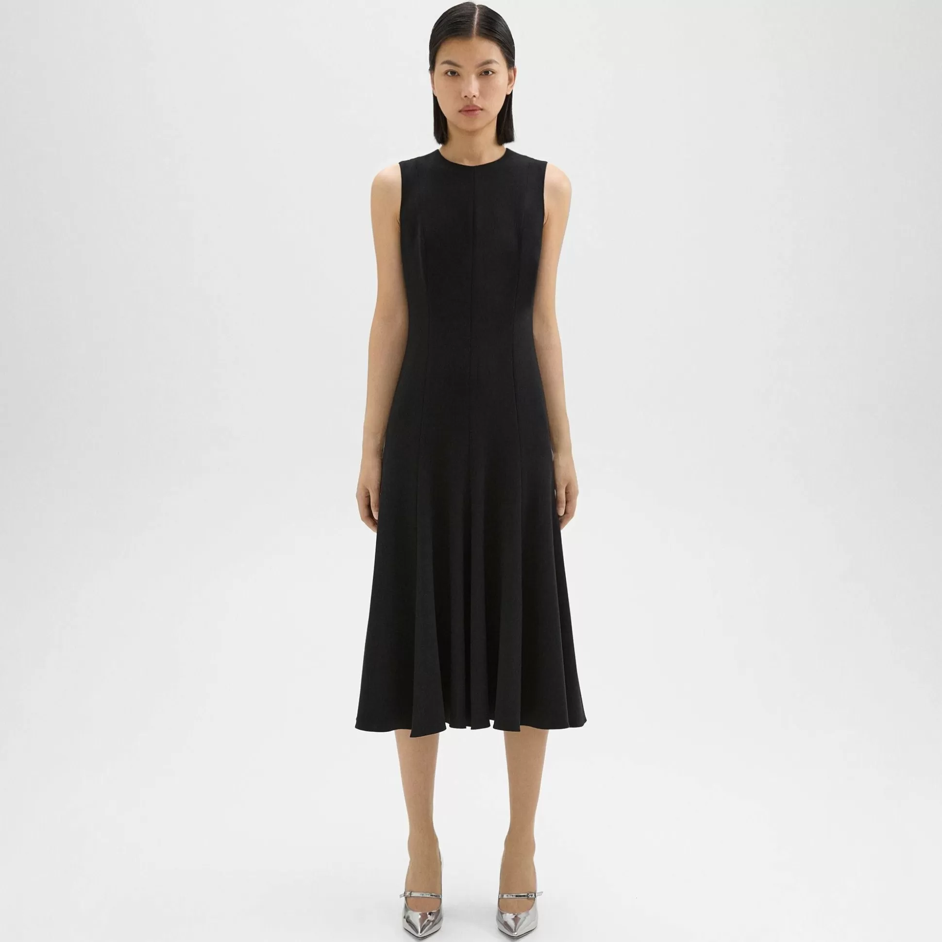 Theory Sleeveless Fit-And-Flare Dress In Admiral Crepe-Women Dresses