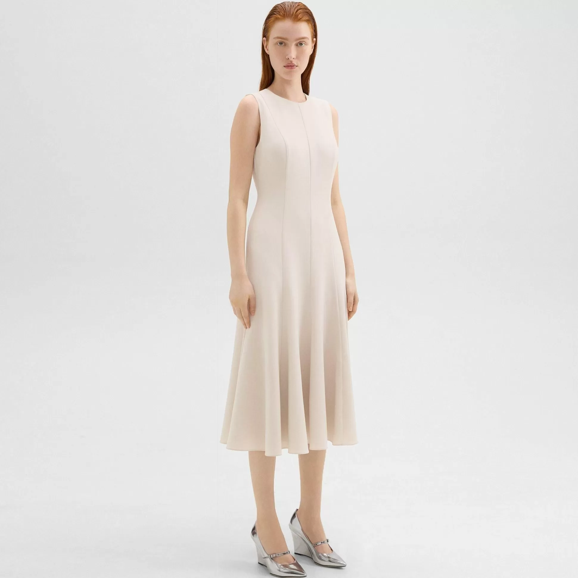 Theory Sleeveless Fit-And-Flare Dress In Admiral Crepe-Women Dresses