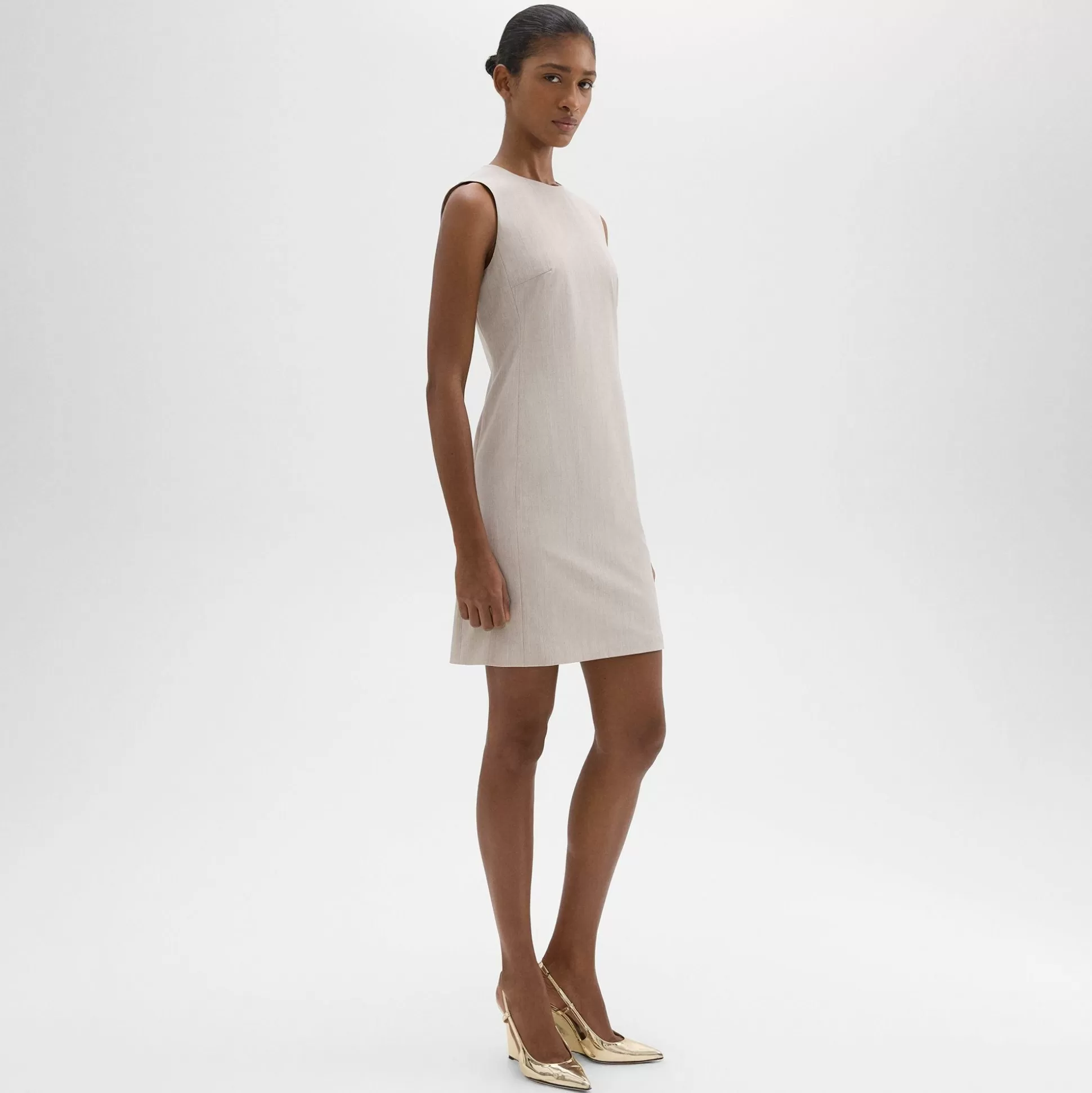 Theory Sleeveless Fitted Dress In Good Wool-Women Dresses