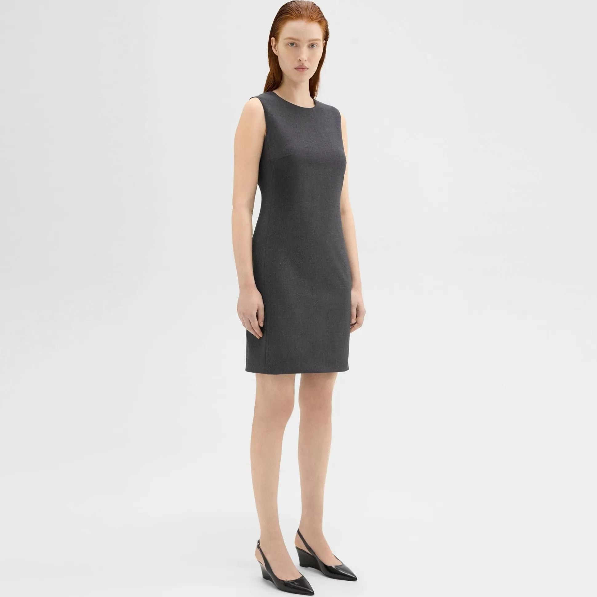 Theory Sleeveless Fitted Dress In Good Wool-Women Suits | Dresses