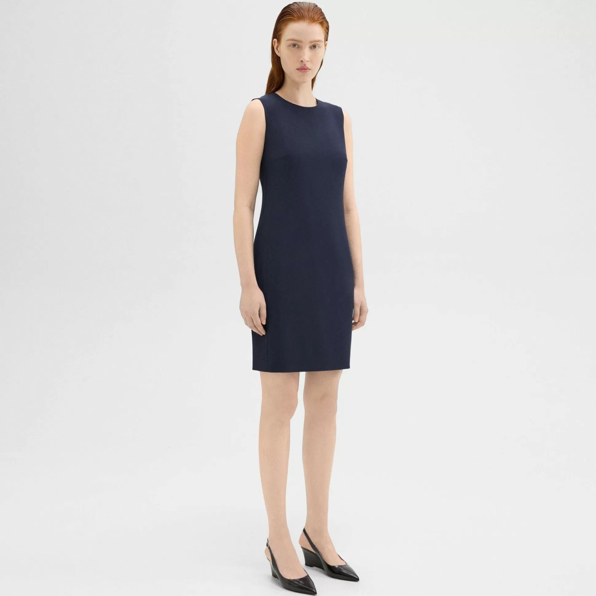 Theory Sleeveless Fitted Dress In Good Wool-Women Suits | Dresses