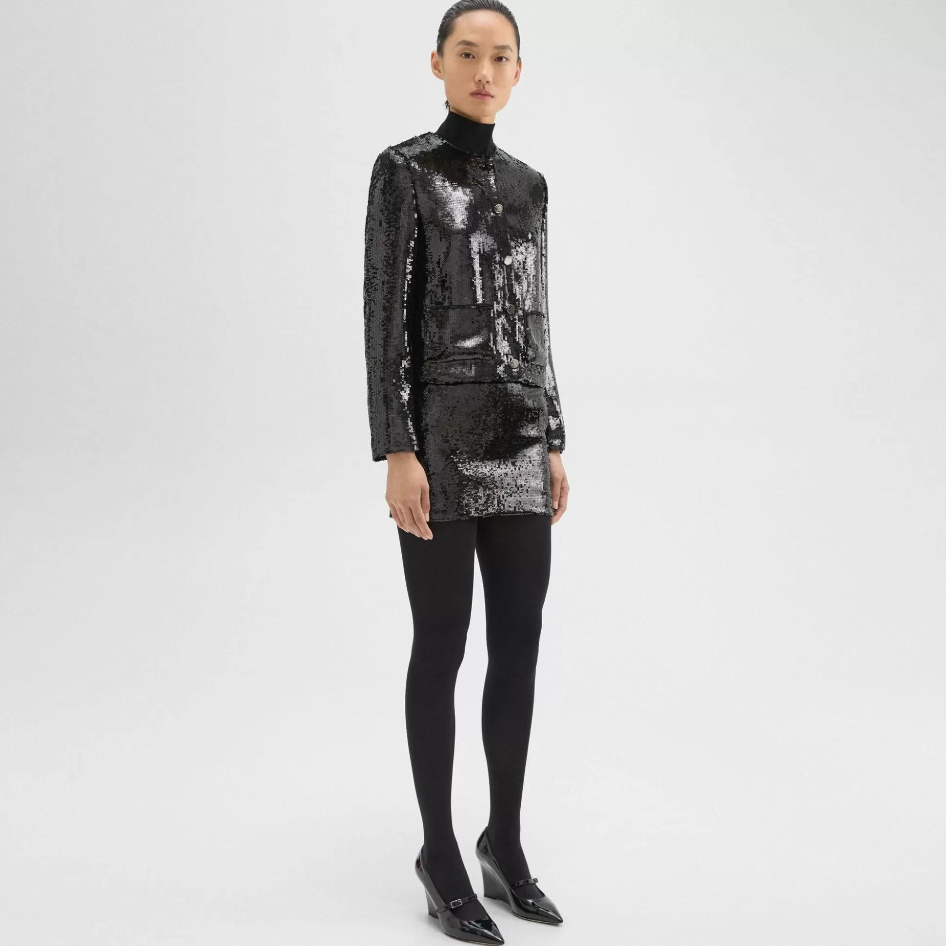 Theory Slice Mini Skirt In Recycled Sequins-Women Skirts