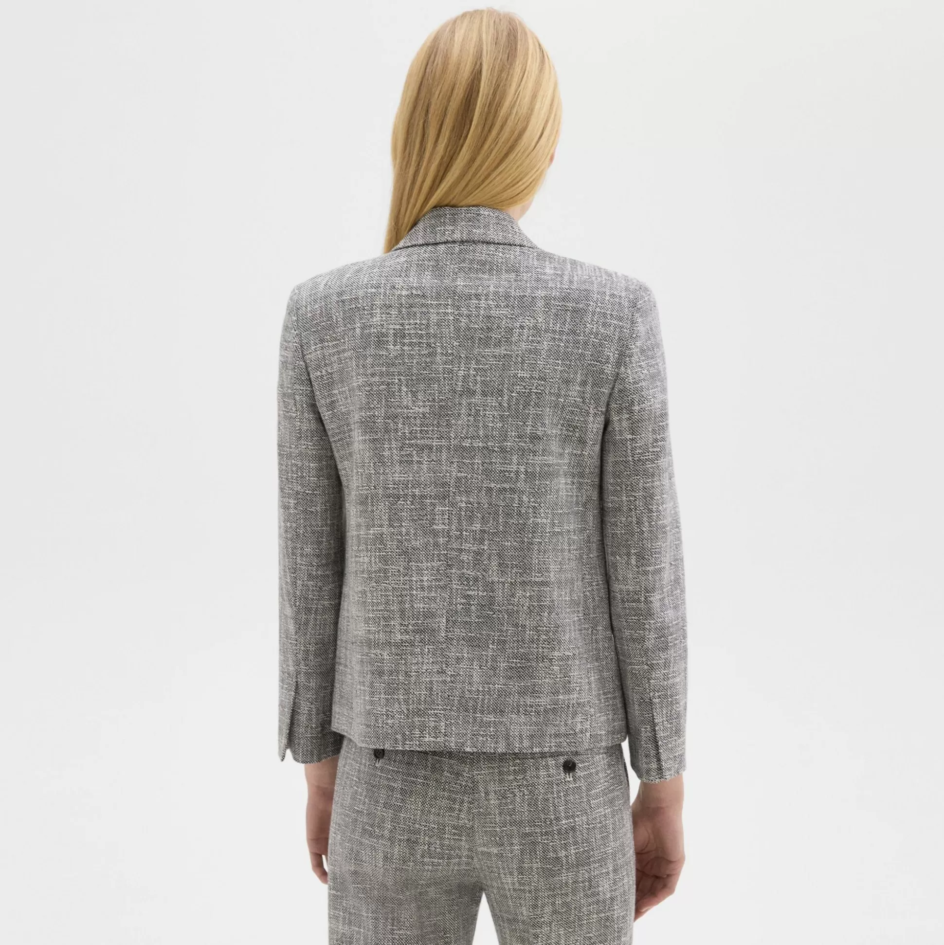 Theory Slim Blazer In Canvas Tweed-Women Blazers + Jackets