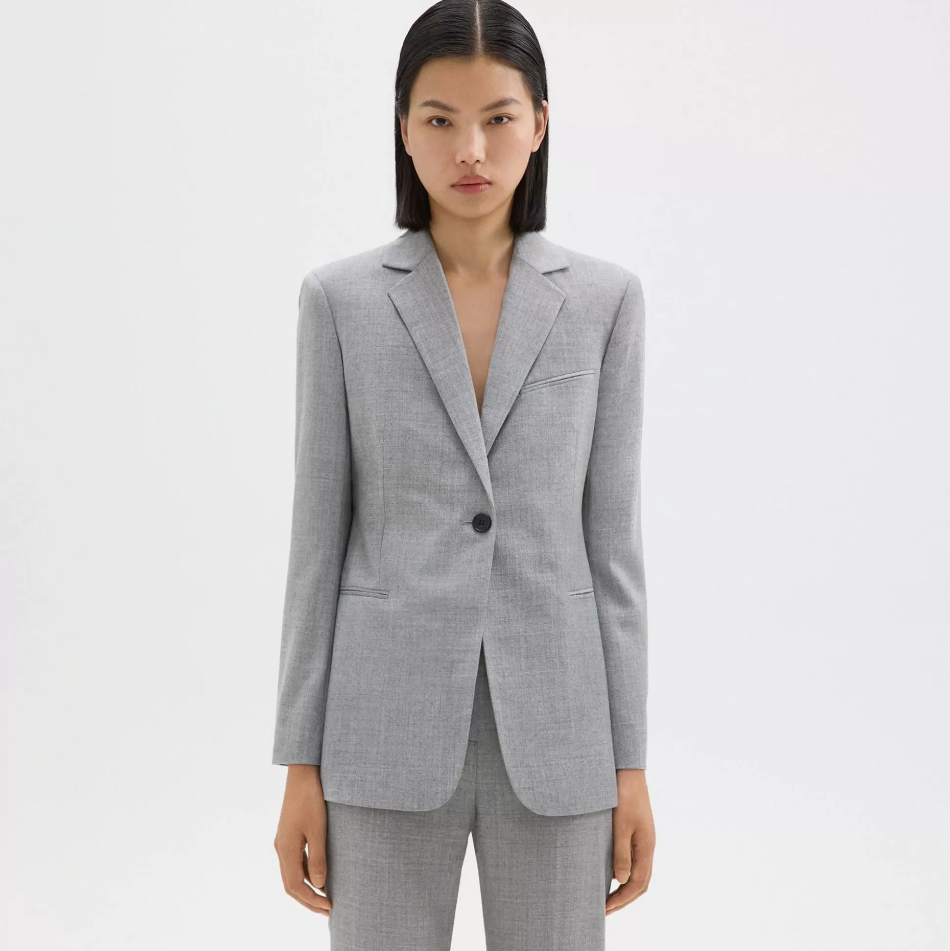 Theory Slim Blazer In Sleek Flannel-Women Suits | Blazers + Jackets