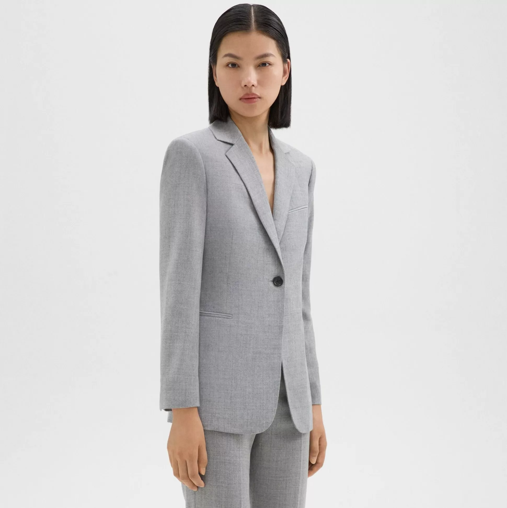 Theory Slim Blazer In Sleek Flannel-Women Suits | Blazers + Jackets