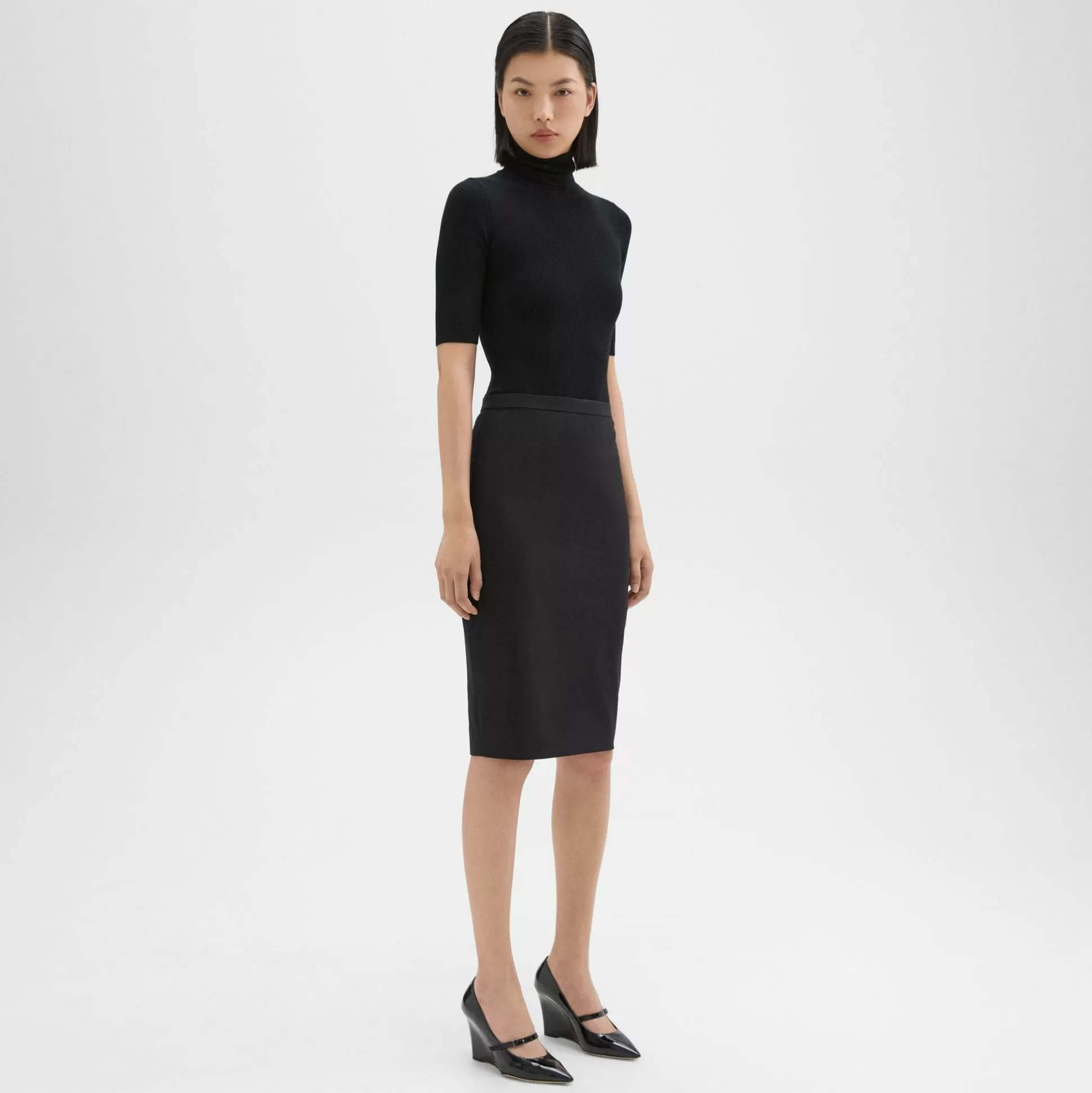 Theory Slim Pencil Skirt In Good Wool-Women Suits | Skirts