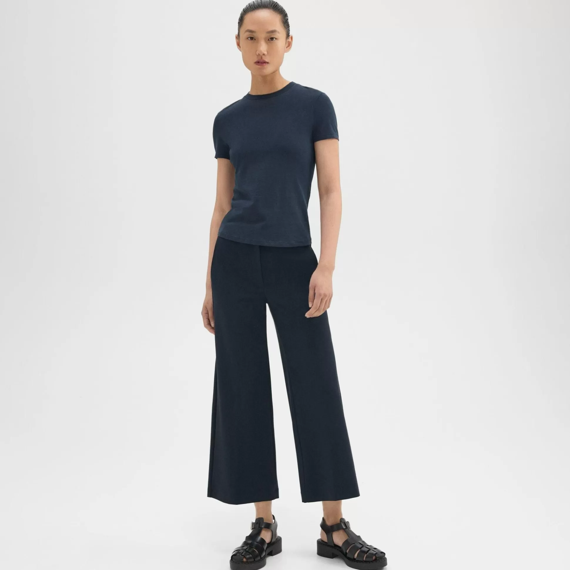 Theory Slim Tee In Stretch Nylon-Women T-Shirts