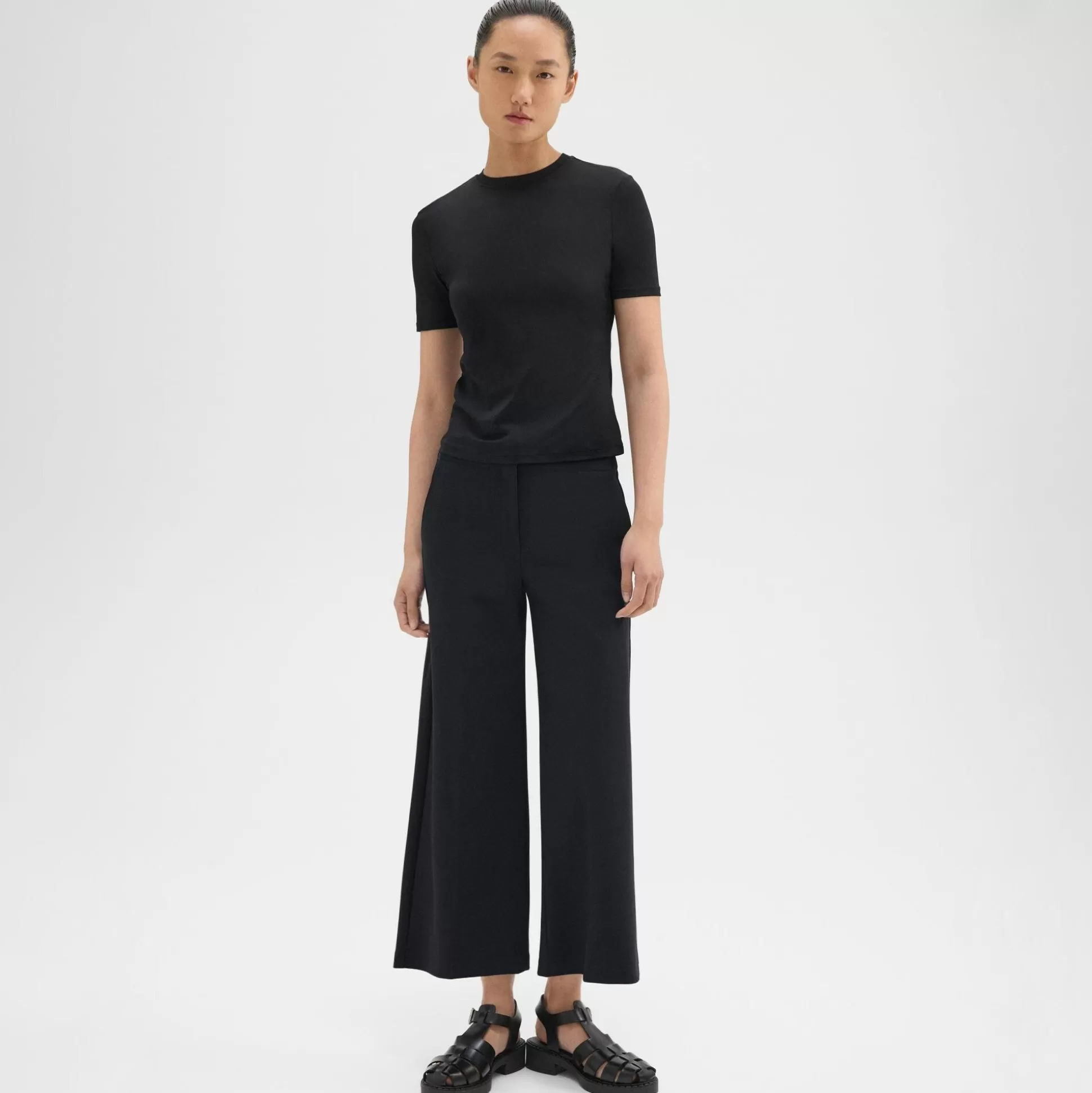 Theory Slim Tee In Stretch Nylon-Women T-Shirts