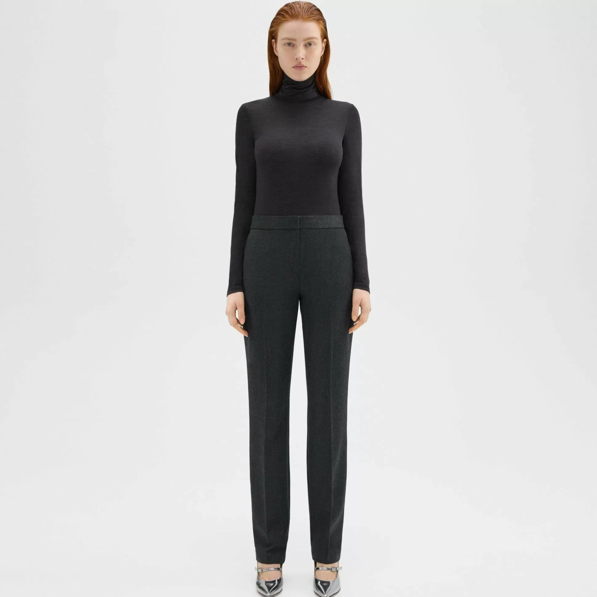 Theory Slim-Straight Pant In Melange Sleek Flannel-Women Suits | Pants