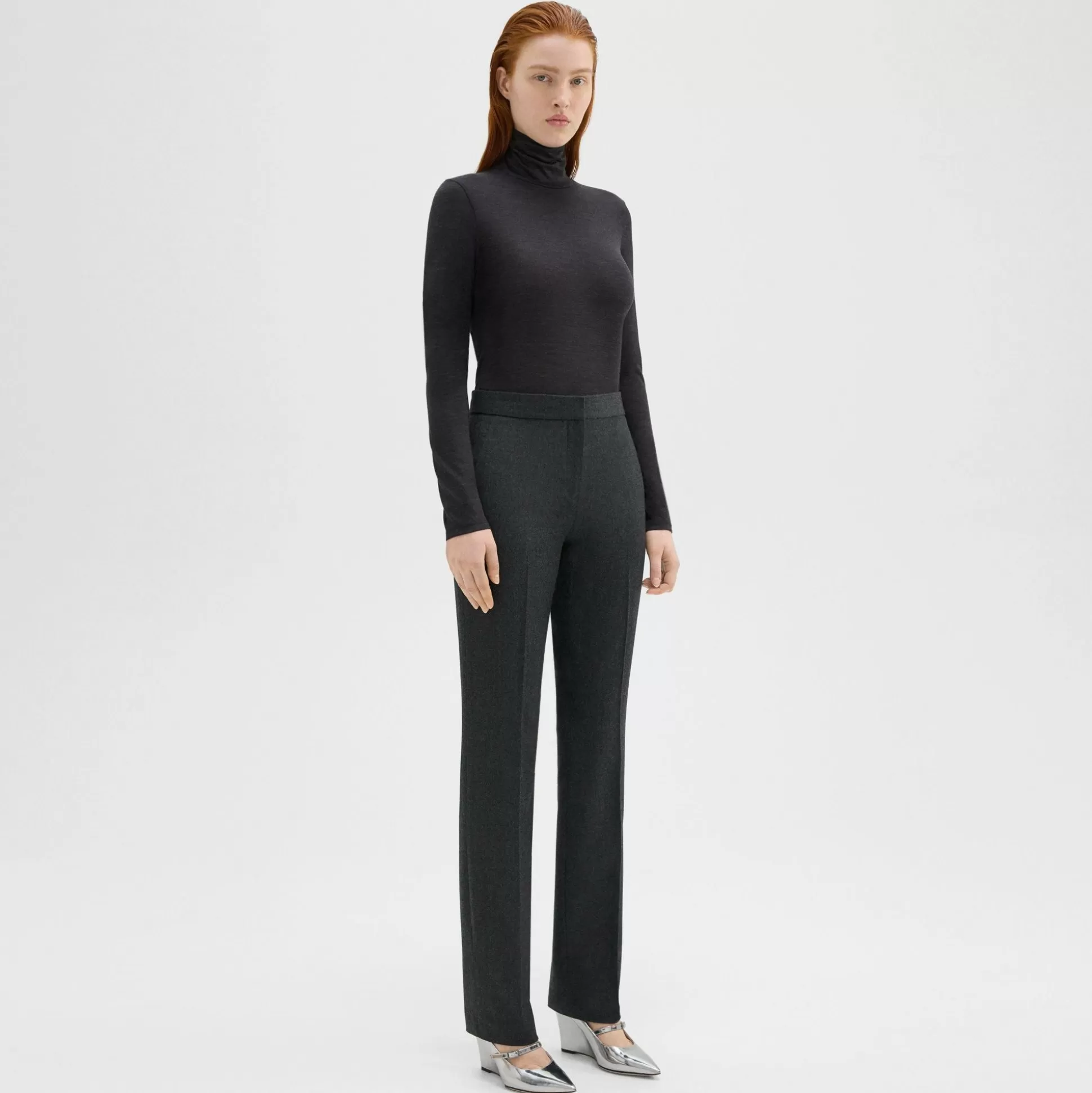 Theory Slim-Straight Pant In Melange Sleek Flannel-Women Suits | Pants