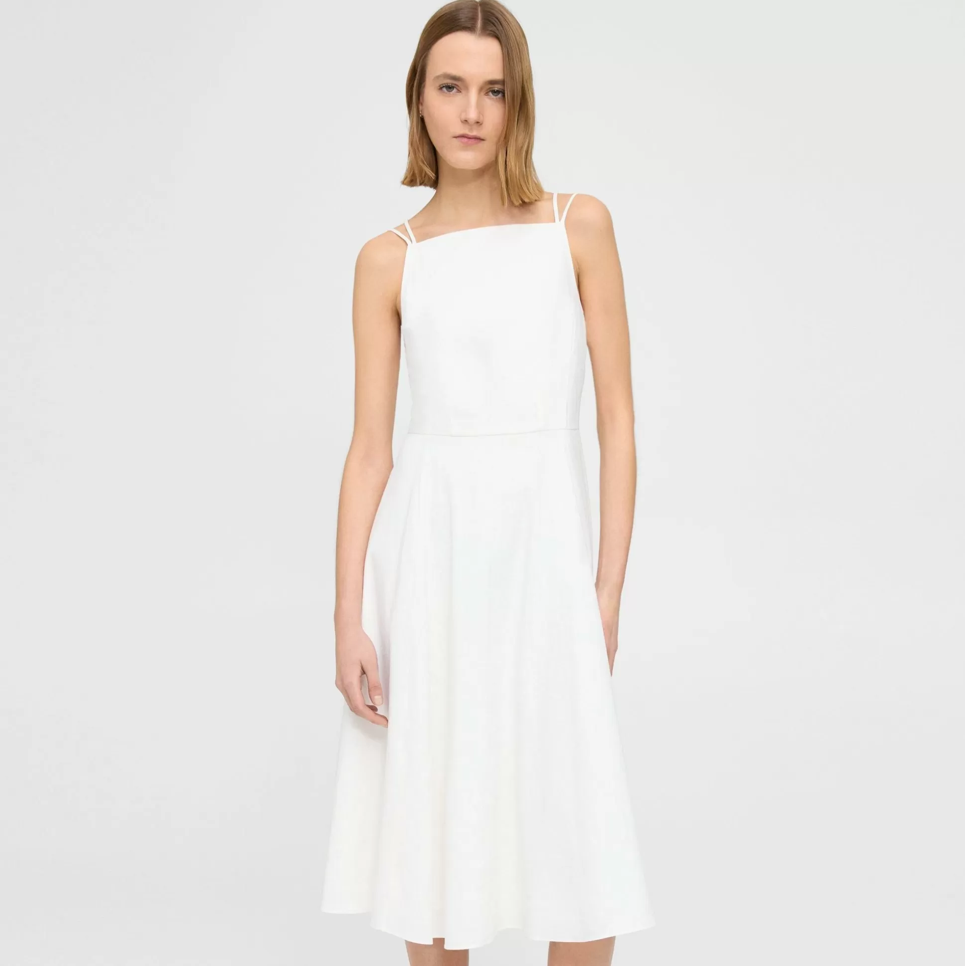 Theory Square Neck Dress In Good Linen-Women Dresses