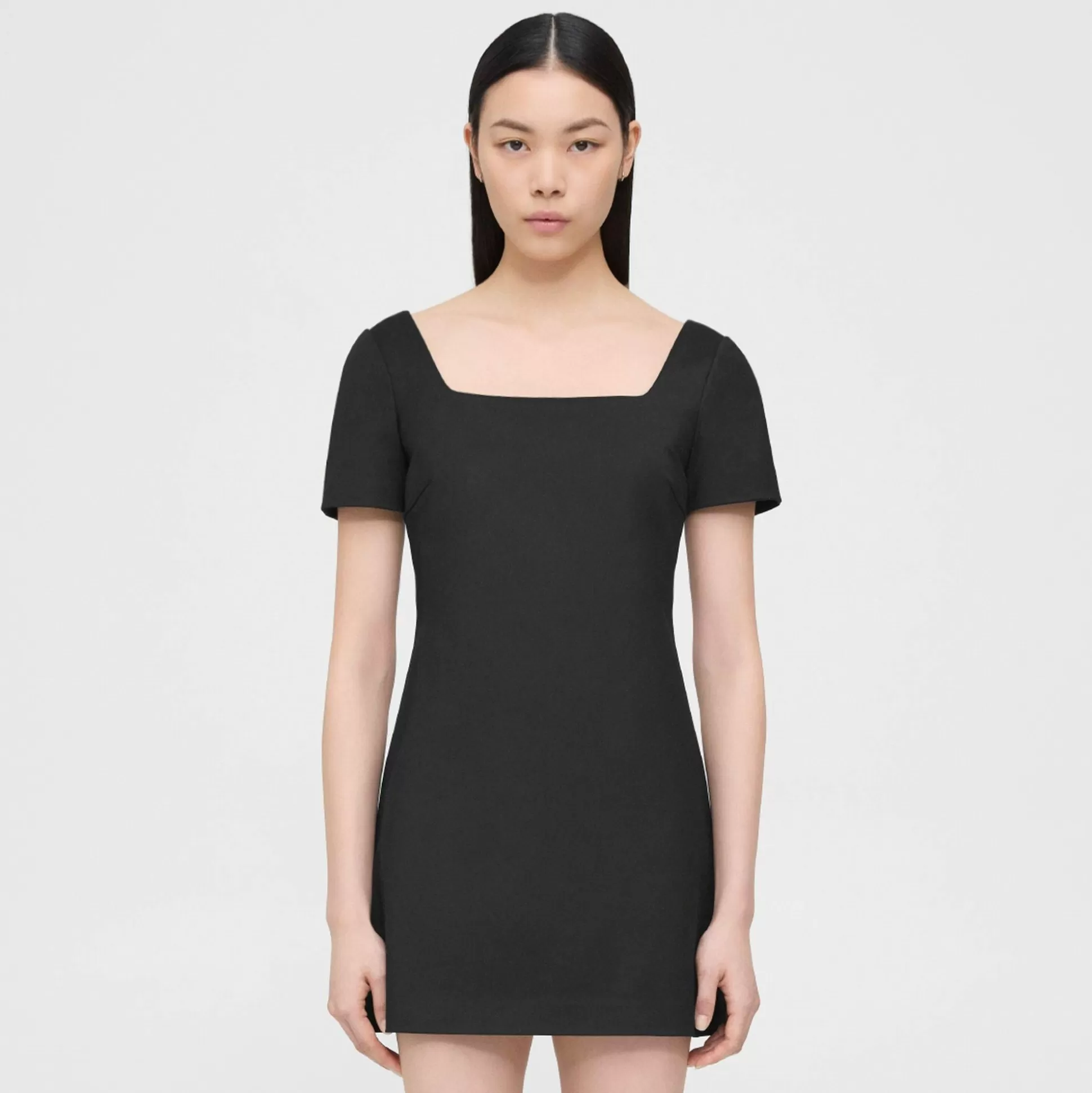 Theory Square Neck Mini Dress In Cotton-Blend-Women Dresses