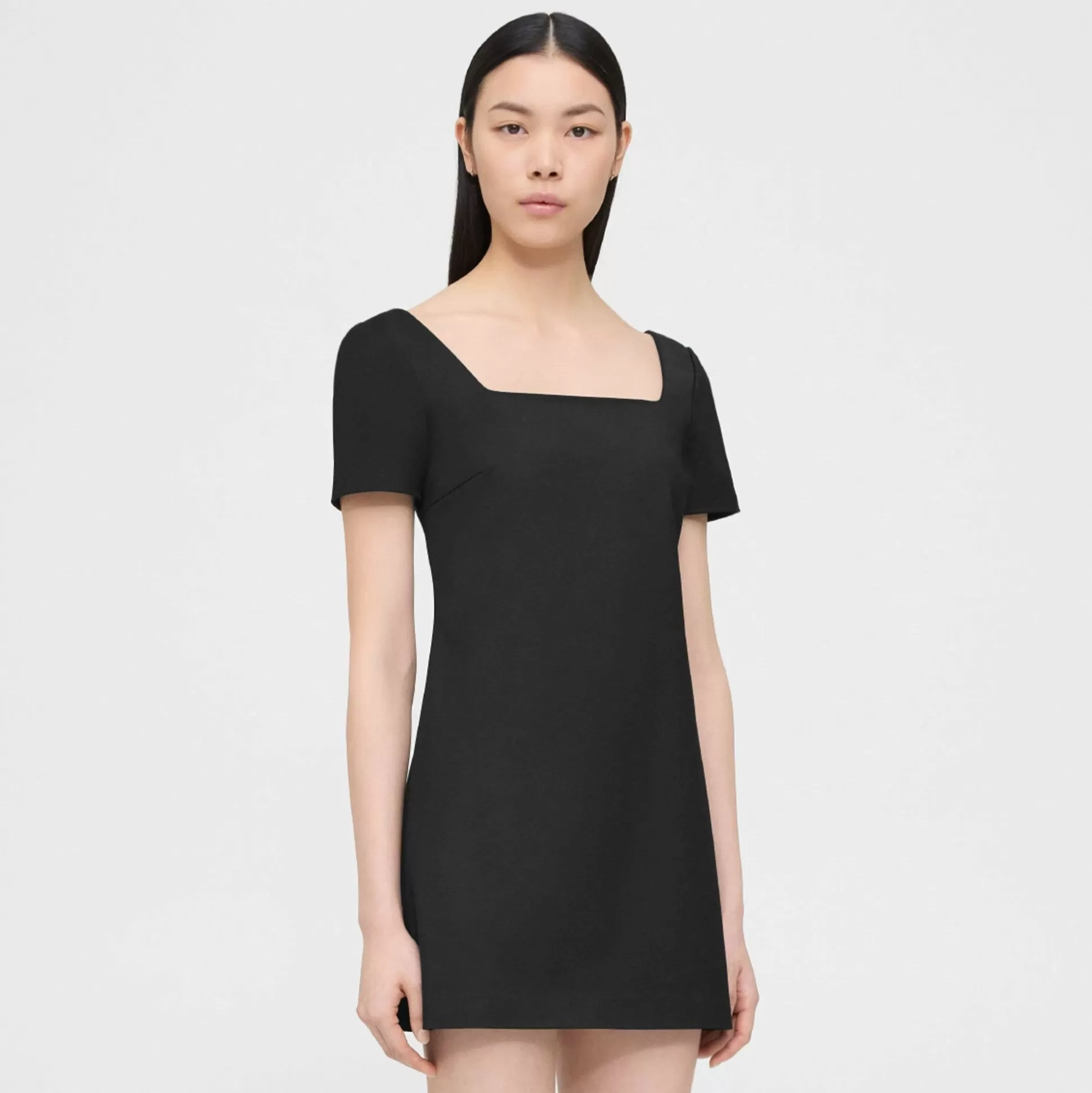 Theory Square Neck Mini Dress In Cotton-Blend-Women Dresses