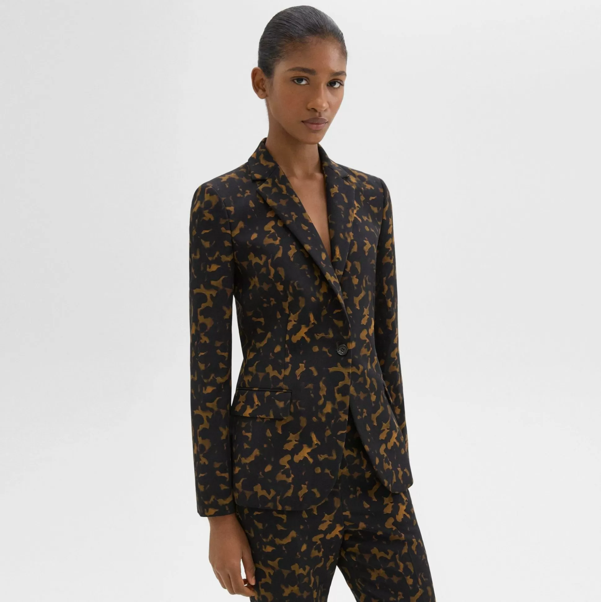 Theory Staple Blazer In Tortoiseshell Printed Crepe-Women Suits | Blazers + Jackets