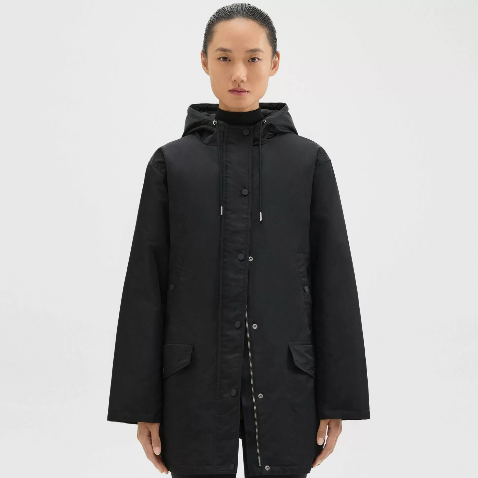 Theory Straight Parka In Recycled Nylon-Women Outerwear