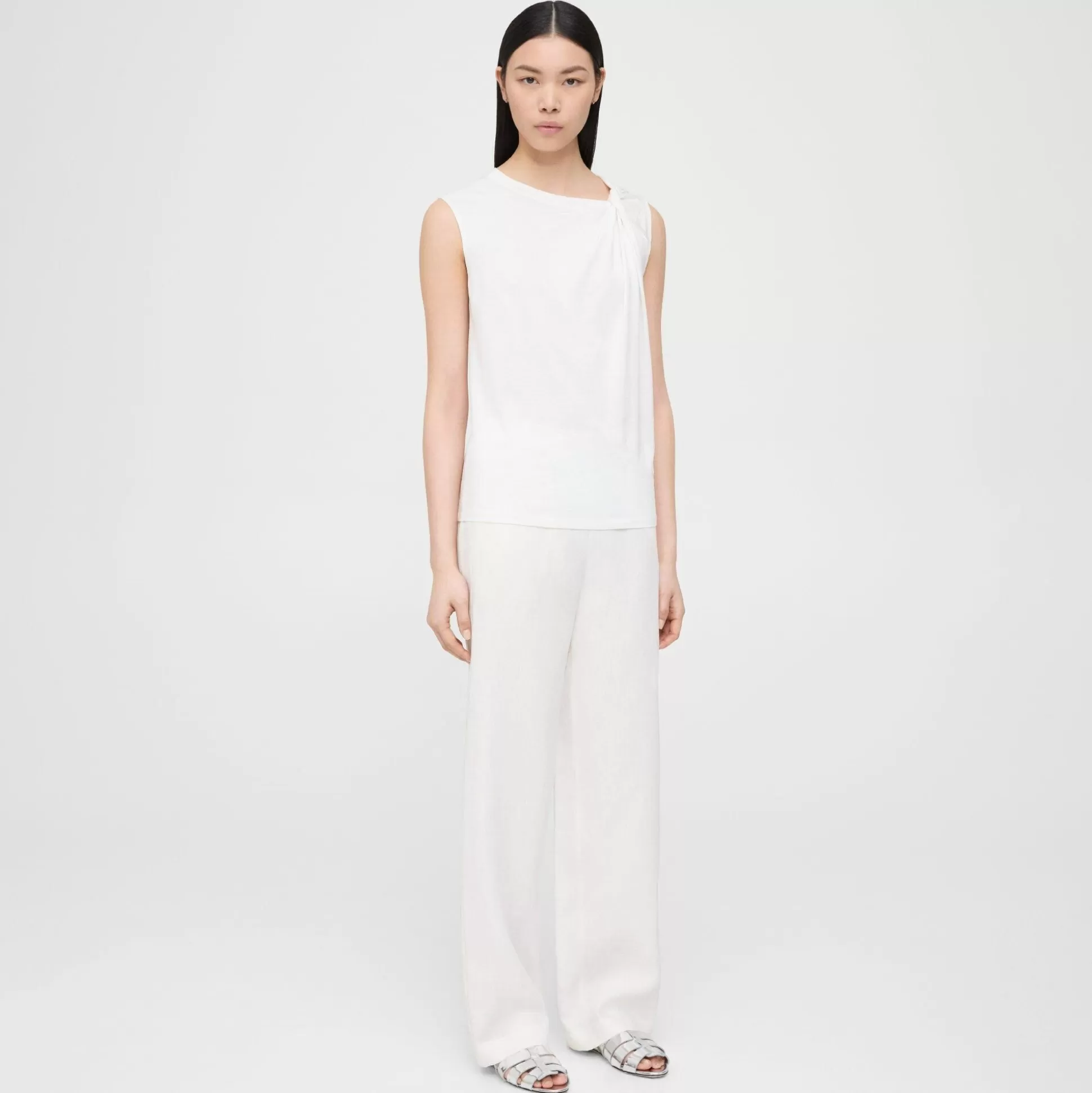 Theory Straight Pull-On Pant In Galena Linen-Women Pants