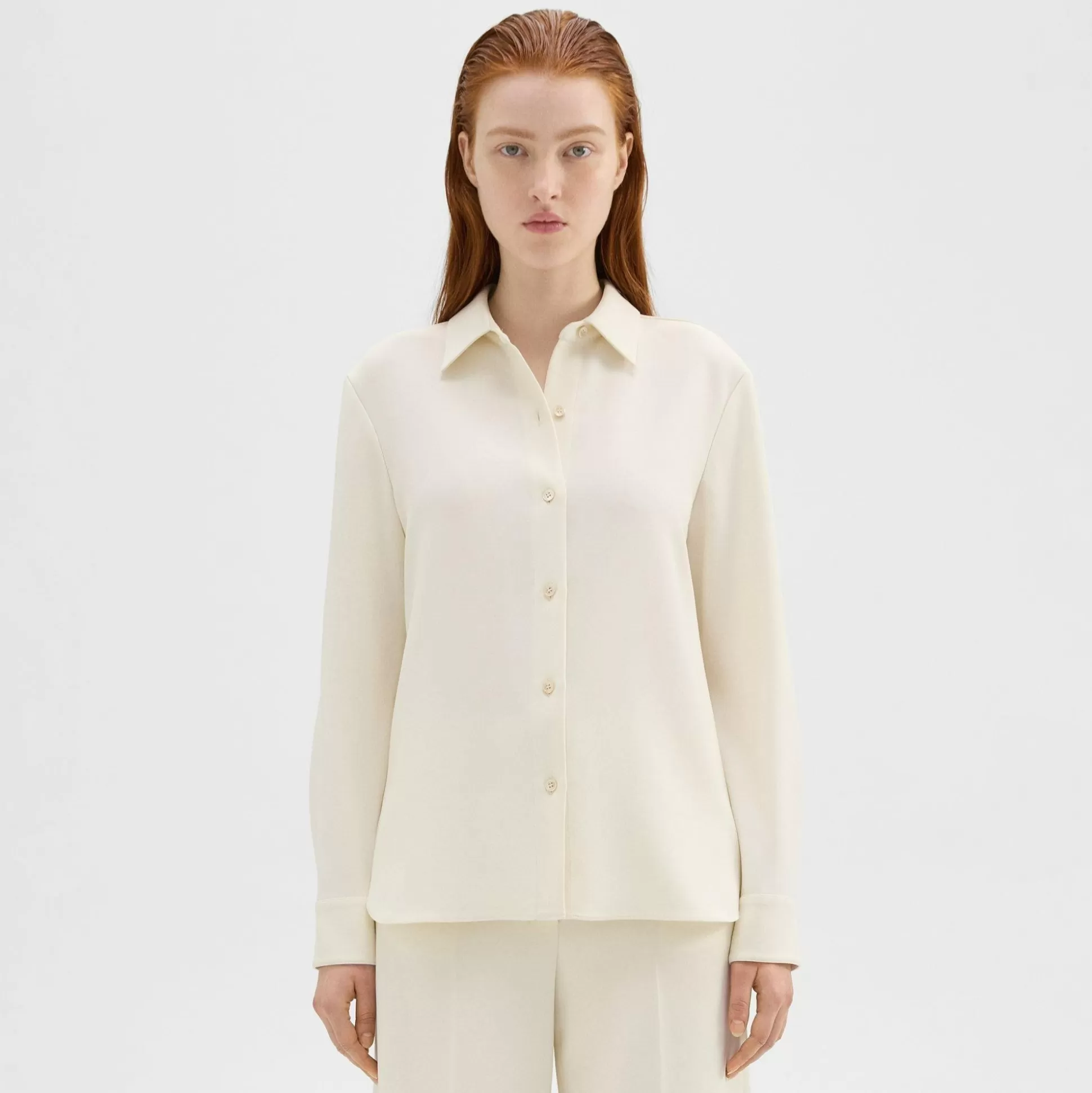 Theory Straight Shirt In Admiral Crepe-Women Tops