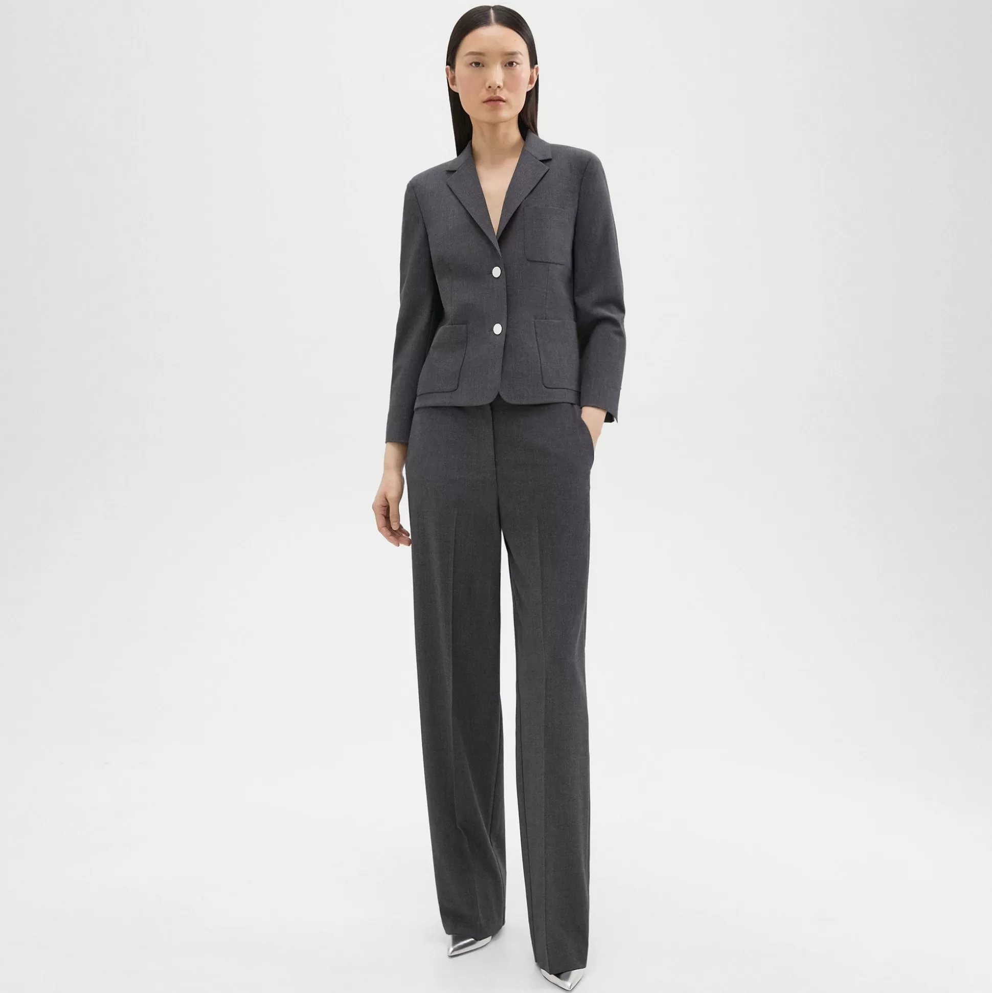 Theory Straight-Leg Pant In Good Wool-Women Pants