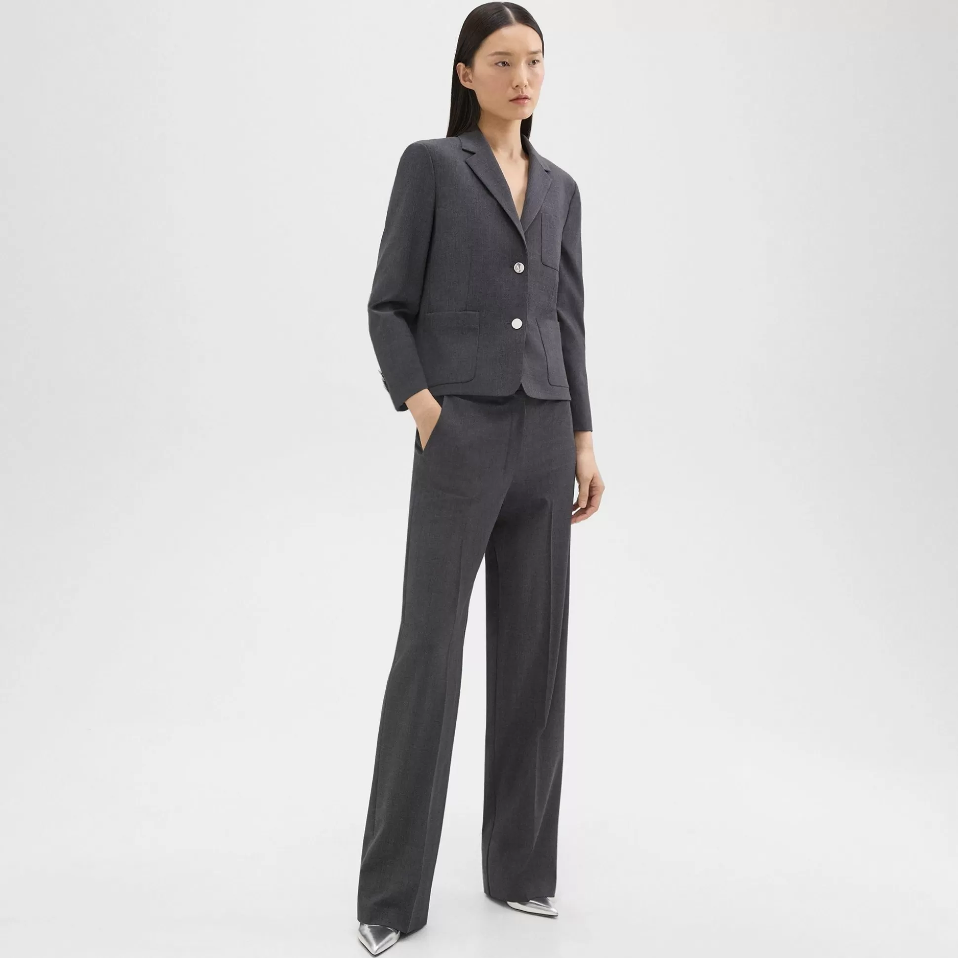 Theory Straight-Leg Pant In Good Wool-Women Pants