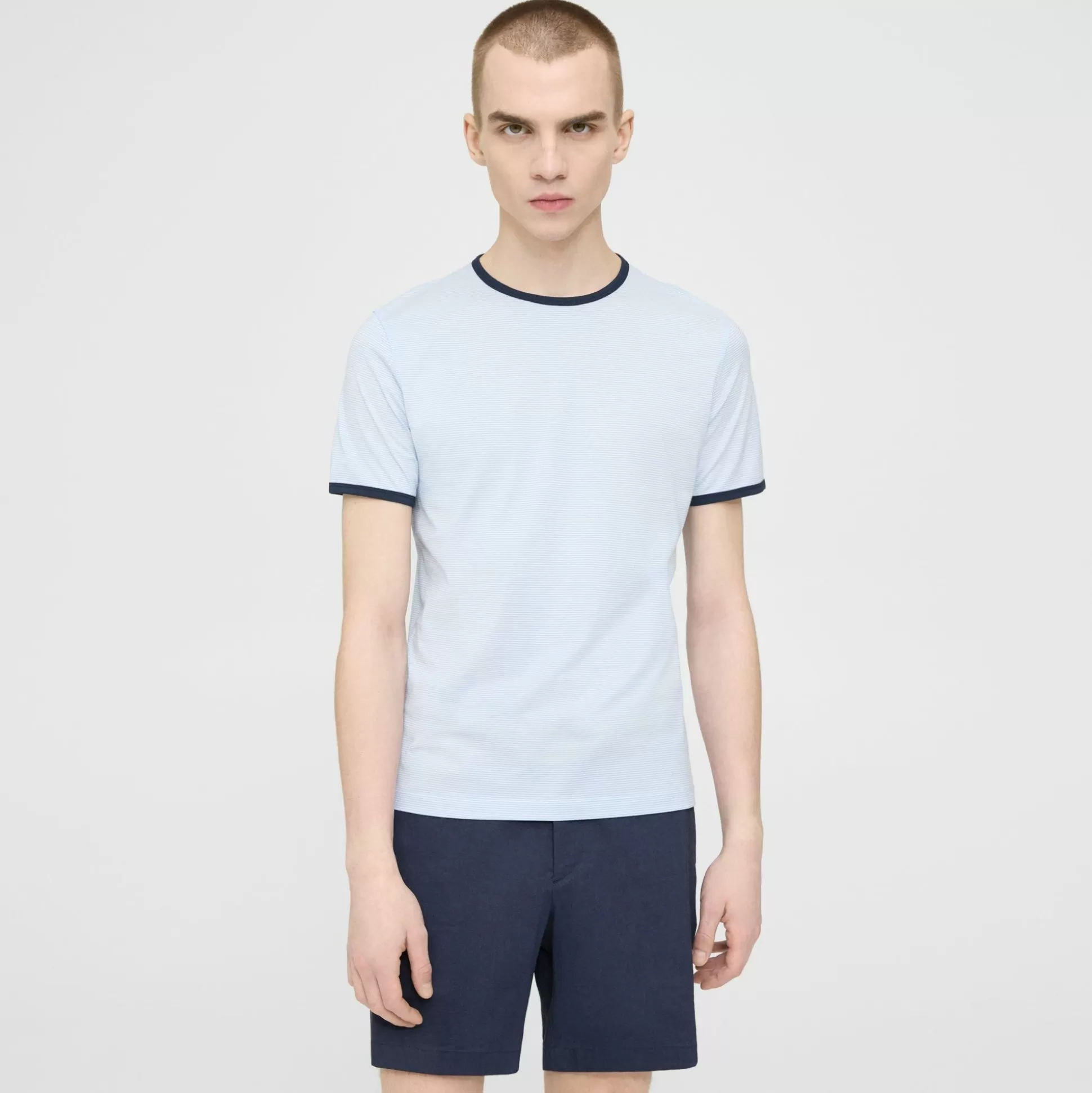 Theory Striped Ringer Tee In Cotton-Men T-shirts + Polos