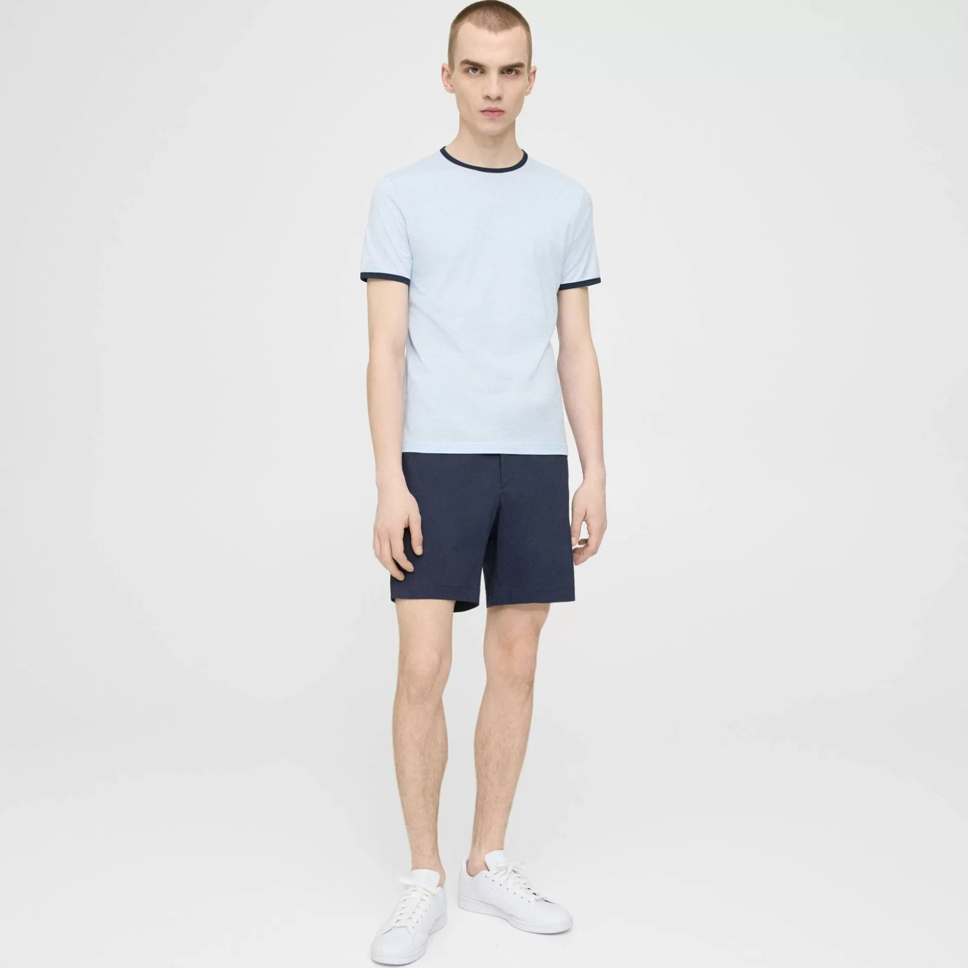 Theory Striped Ringer Tee In Cotton-Men T-shirts + Polos