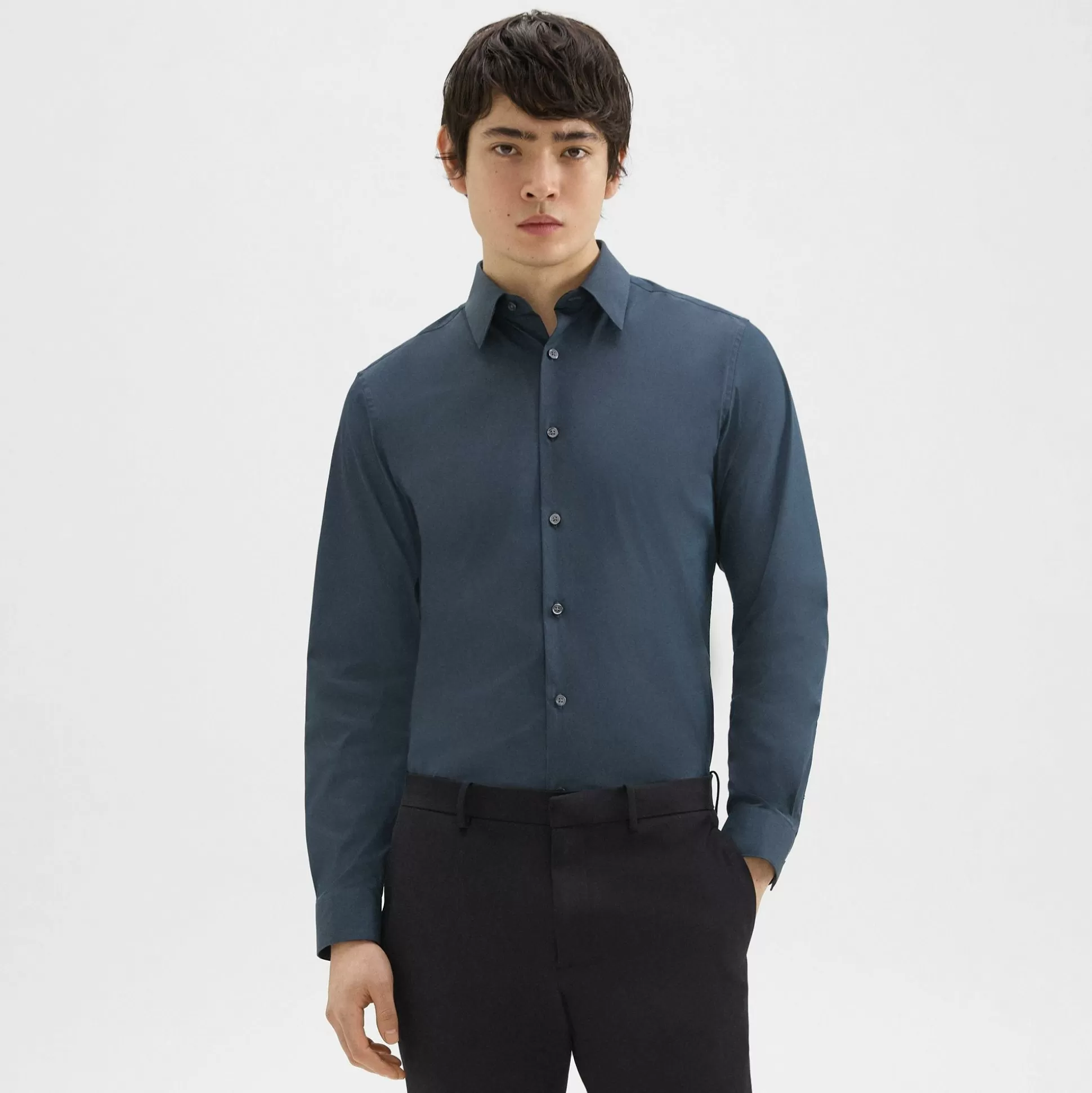 Theory Sylvain Shirt In Good Cotton-Men Shirts