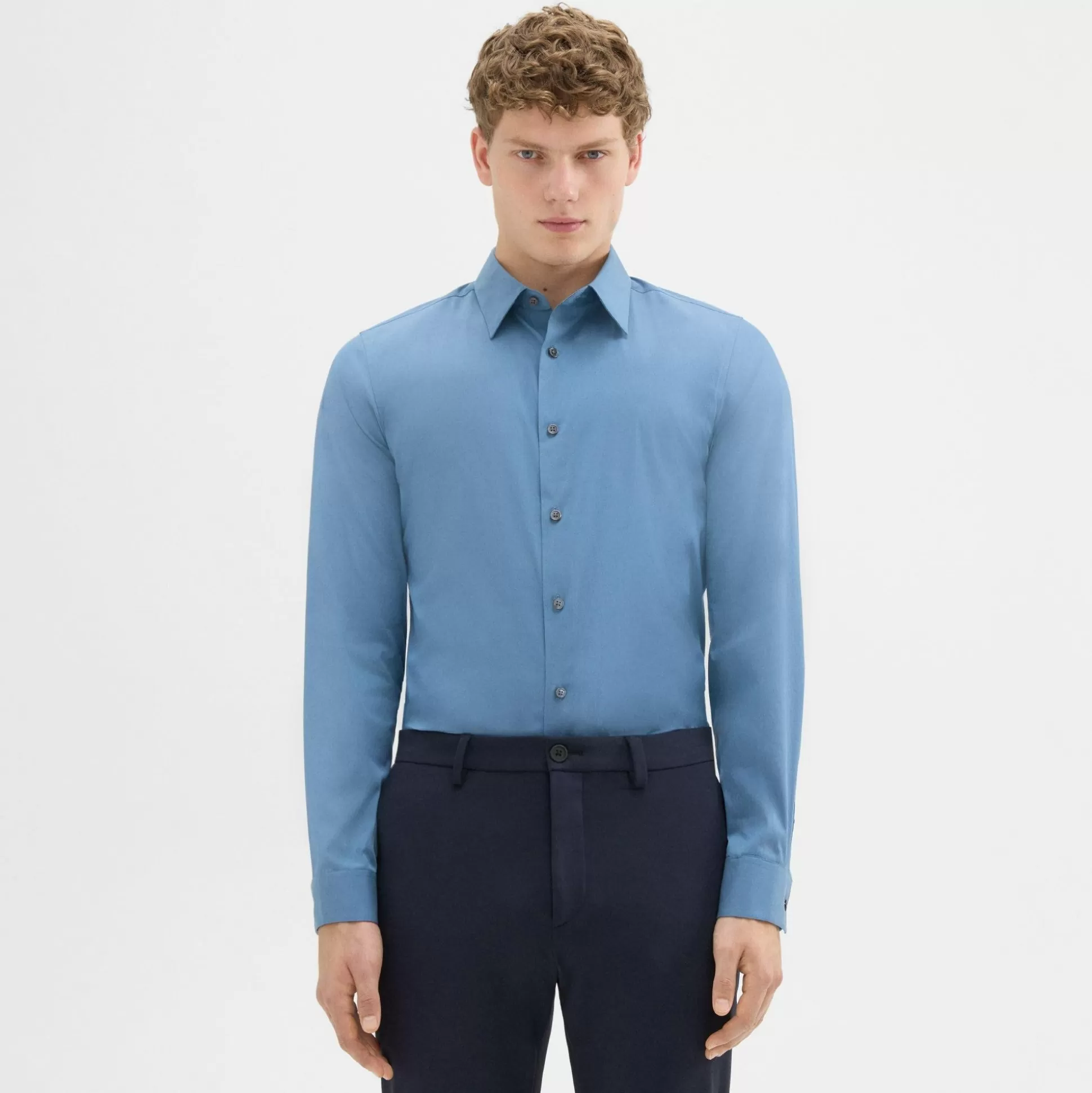 Theory Sylvain Shirt In Good Cotton-Men Shirts