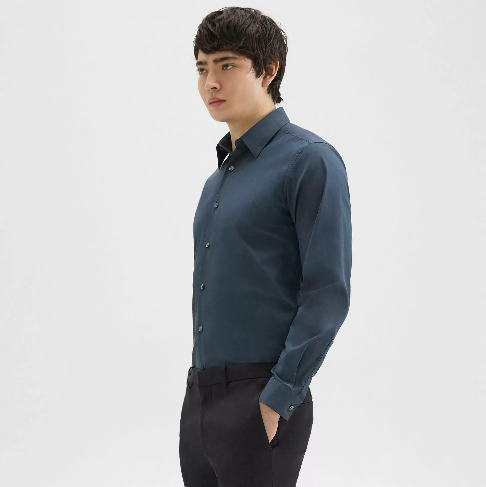 Theory Sylvain Shirt In Good Cotton-Men Shirts