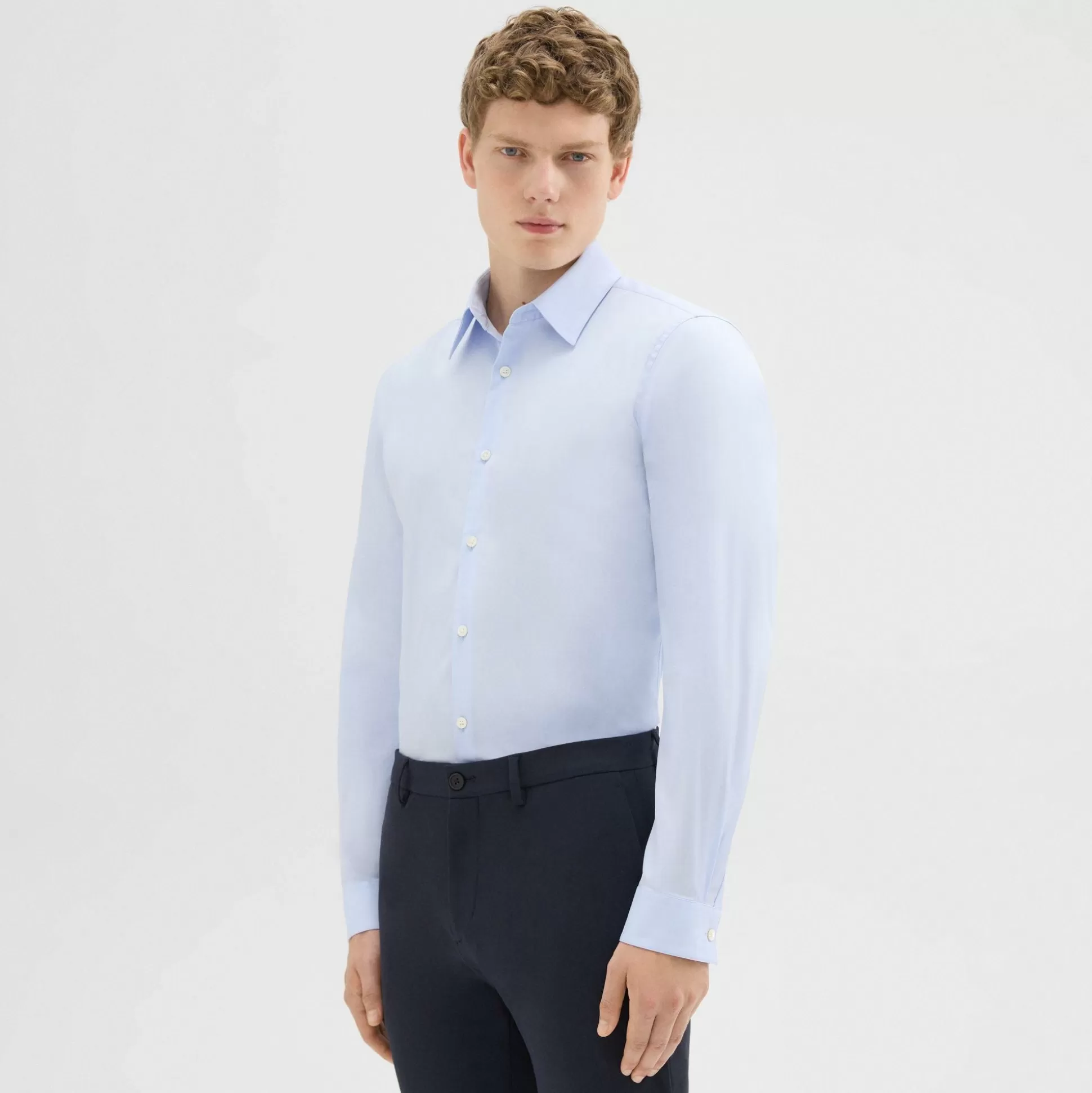 Theory Sylvain Shirt In Good Cotton-Men Shirts