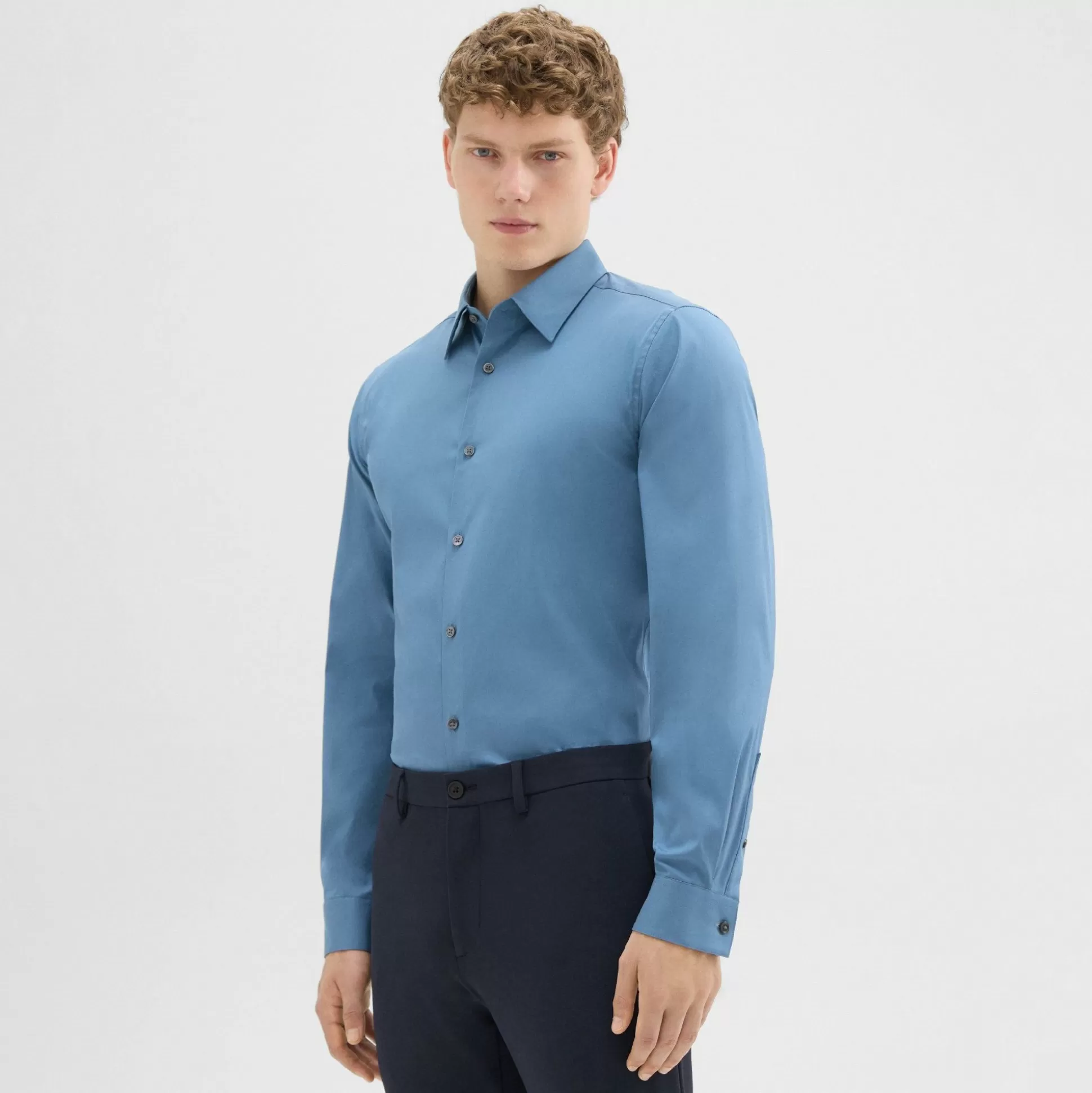 Theory Sylvain Shirt In Good Cotton-Men Shirts