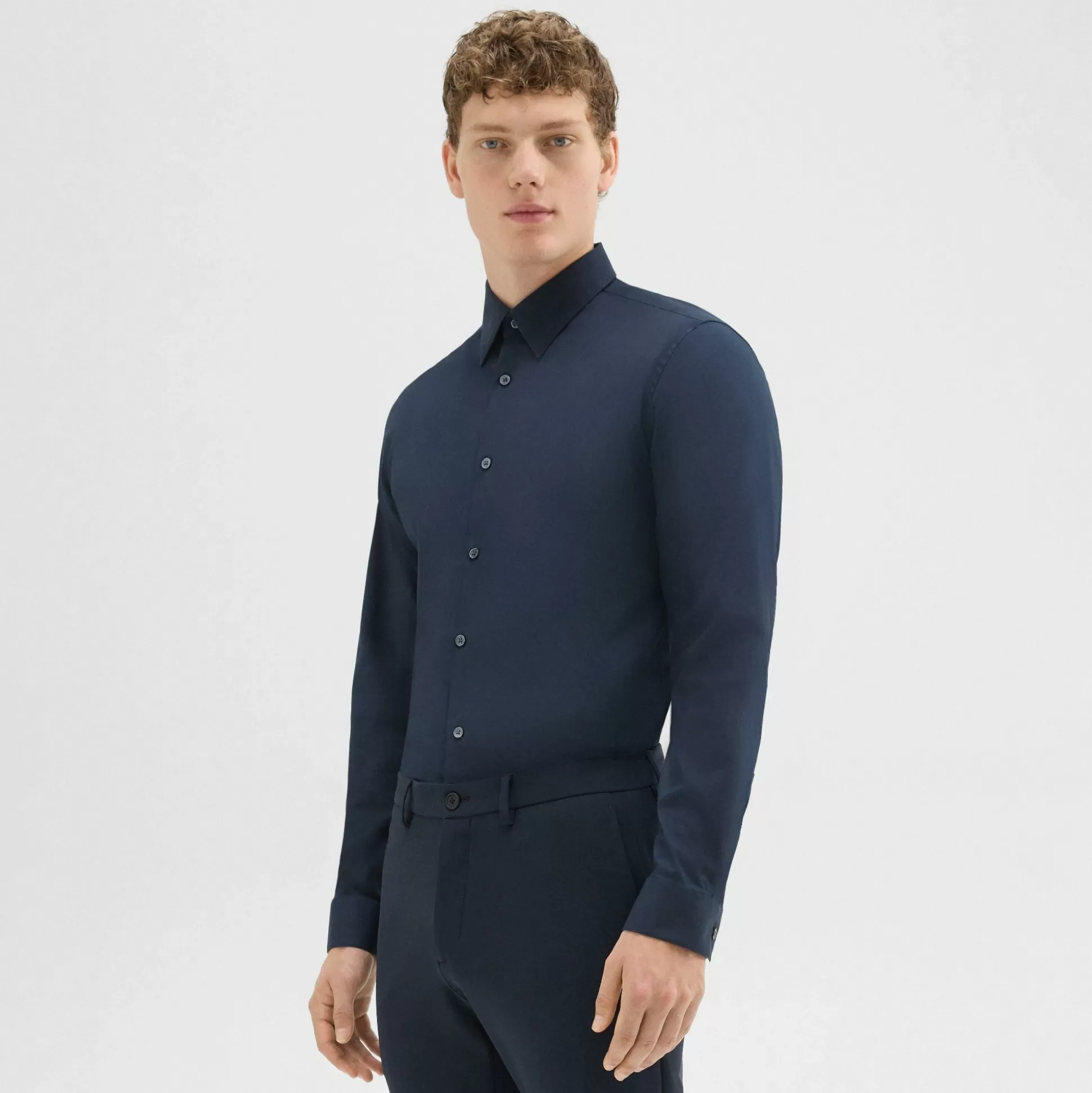 Theory Sylvain Shirt In Good Cotton-Men Shirts