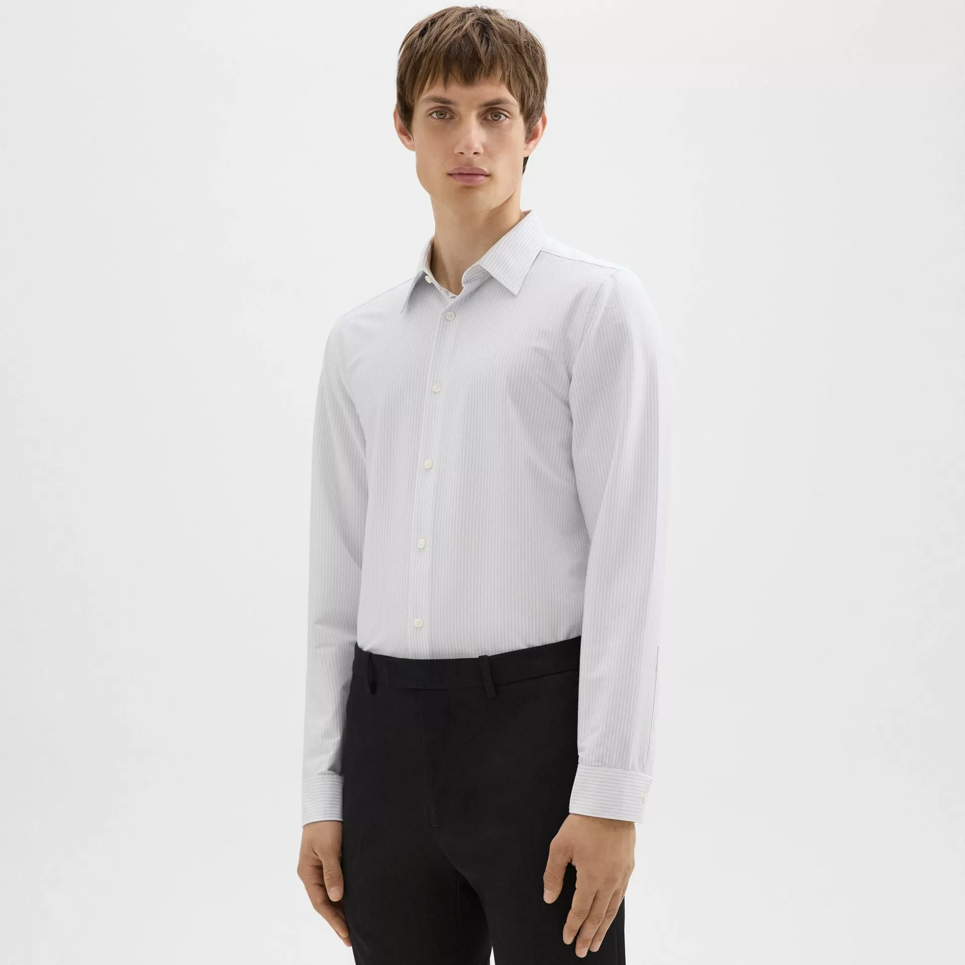 Theory Sylvain Shirt In Striped Structure Knit-Men Shirts