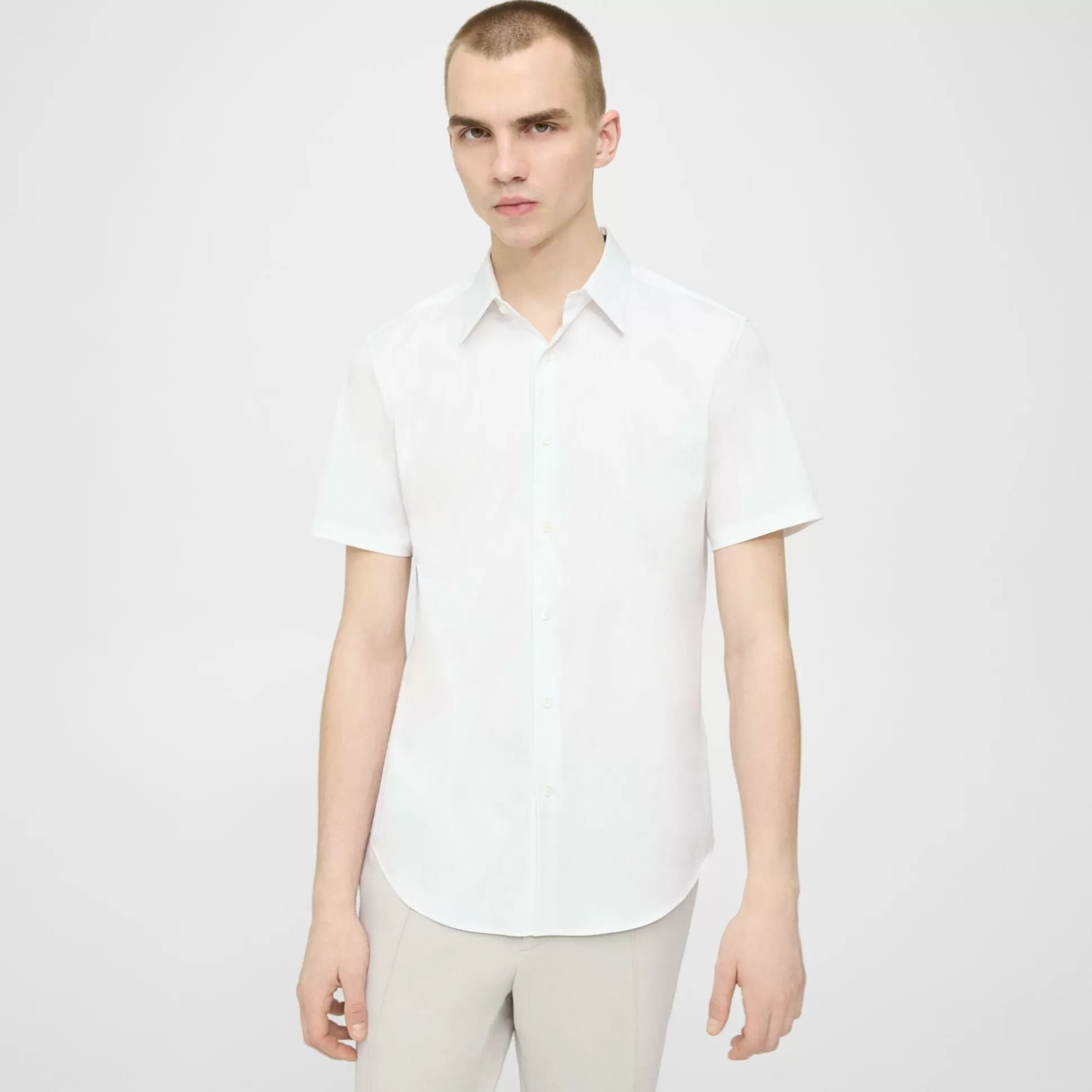 Theory Sylvain Short-Sleeve Shirt In Good Cotton-Men Shirts