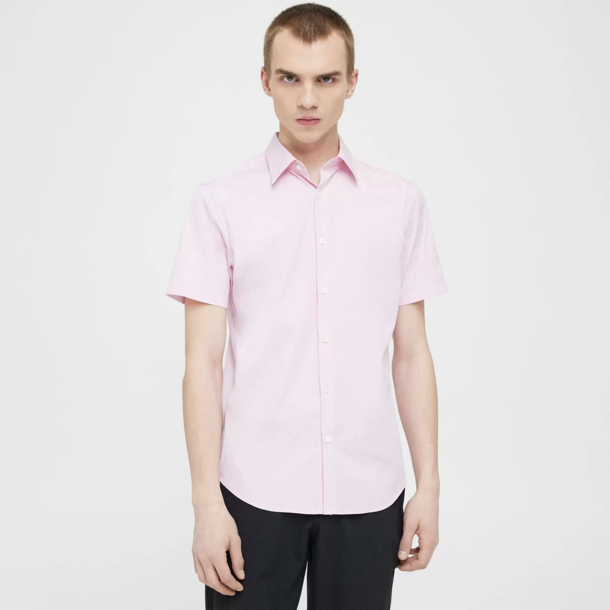 Theory Sylvain Short-Sleeve Shirt In Good Cotton-Men Shirts