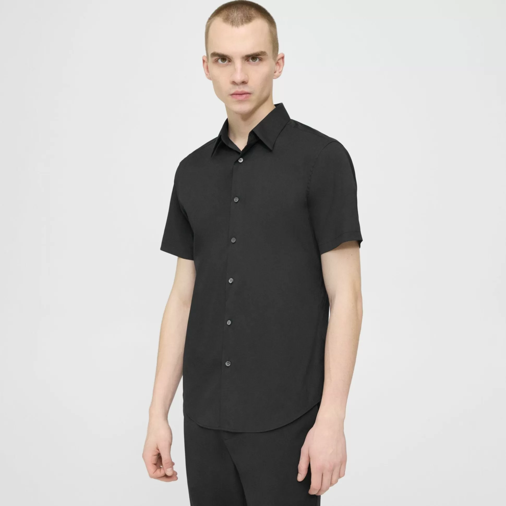 Theory Sylvain Short-Sleeve Shirt In Good Cotton-Men Shirts