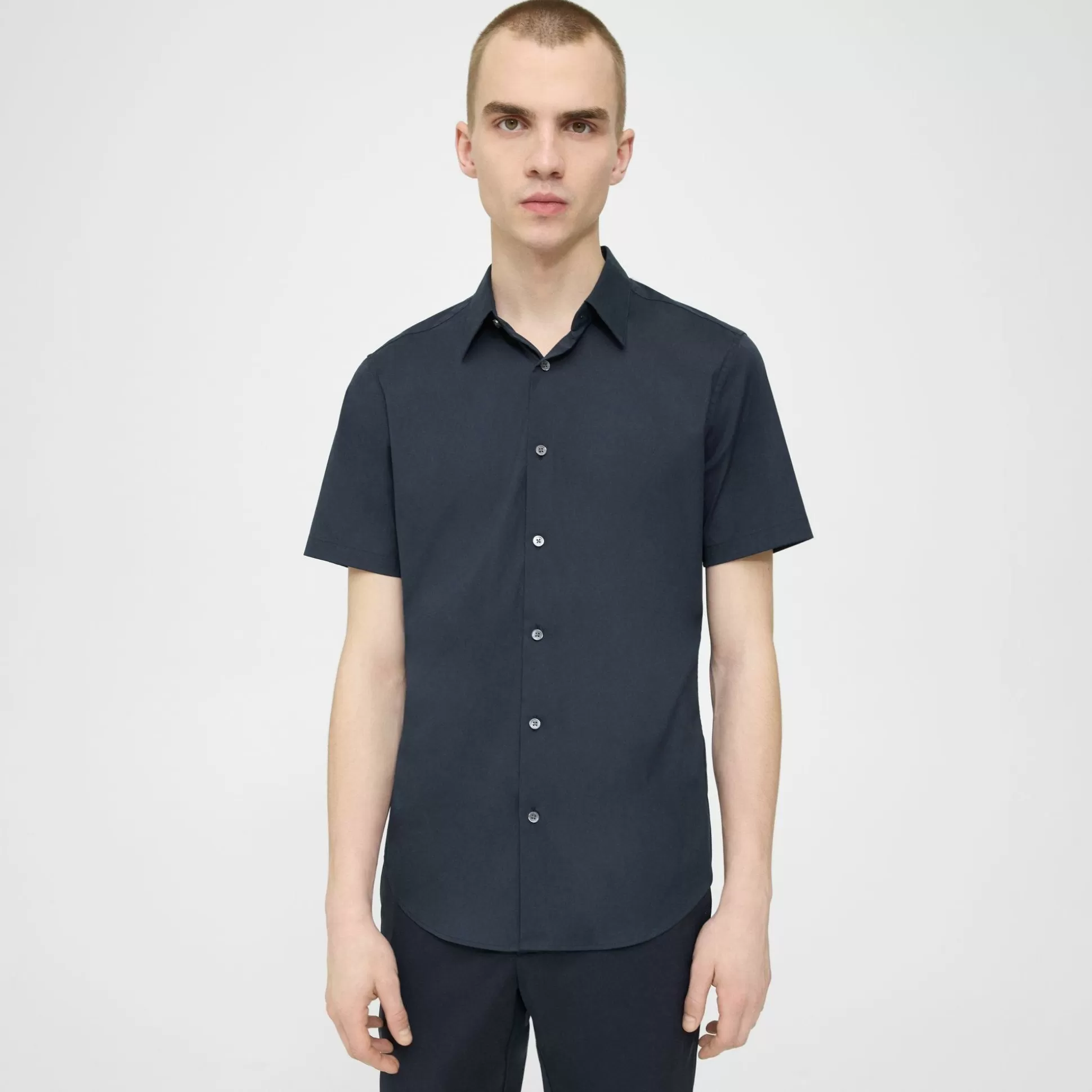 Theory Sylvain Short-Sleeve Shirt In Good Cotton-Men Shirts