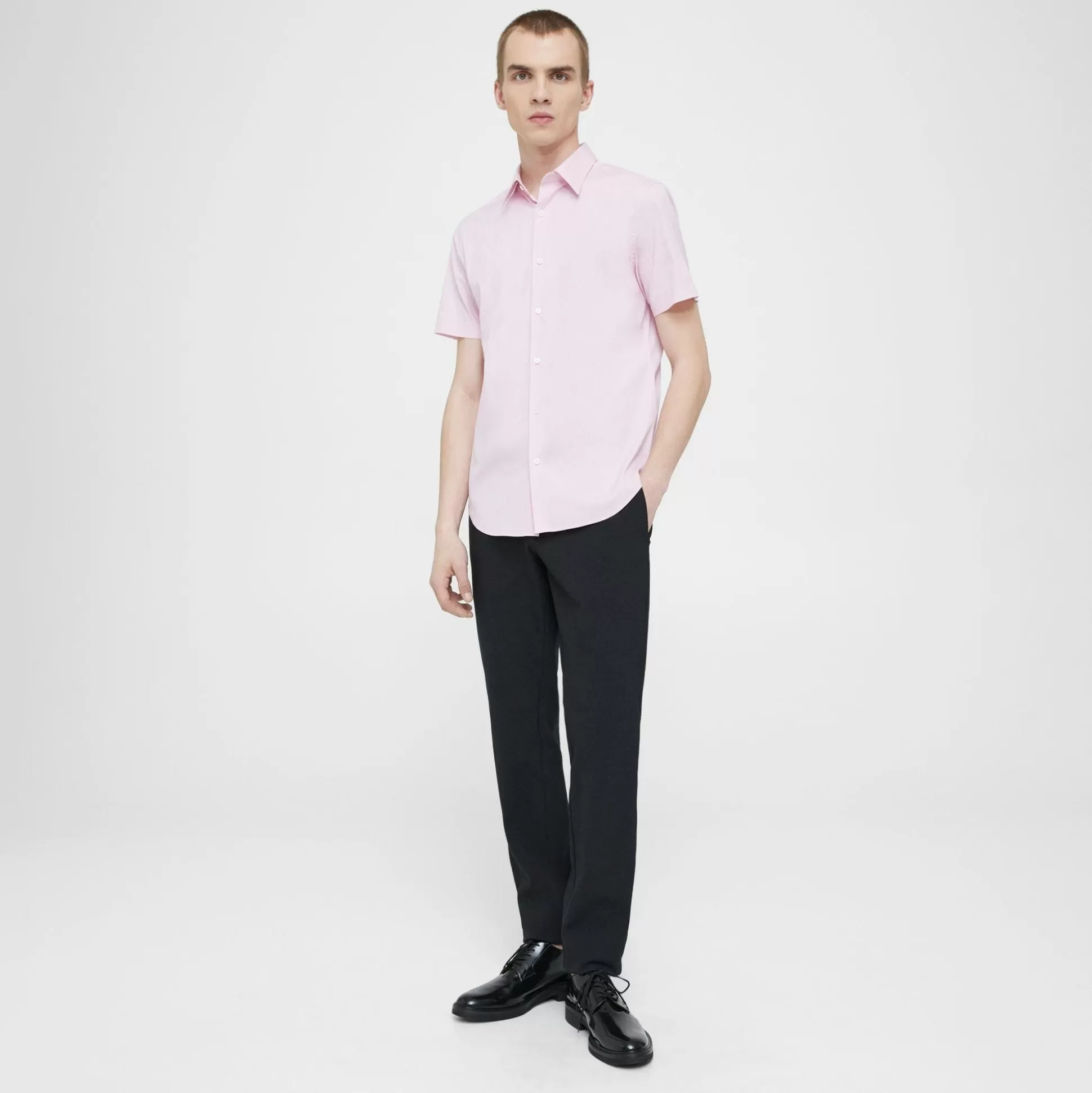 Theory Sylvain Short-Sleeve Shirt In Good Cotton-Men Shirts