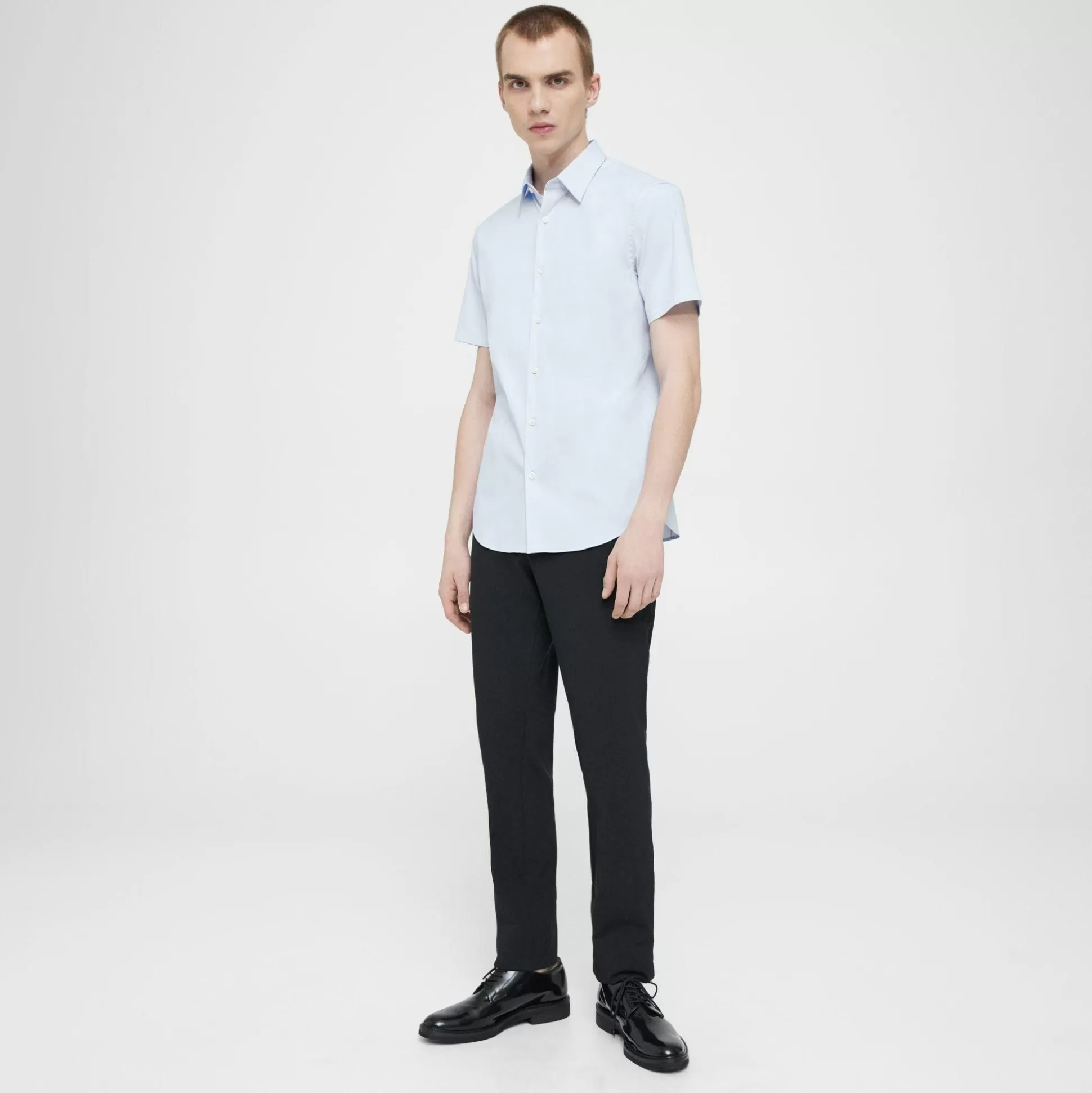 Theory Sylvain Short-Sleeve Shirt In Good Cotton-Men Shirts