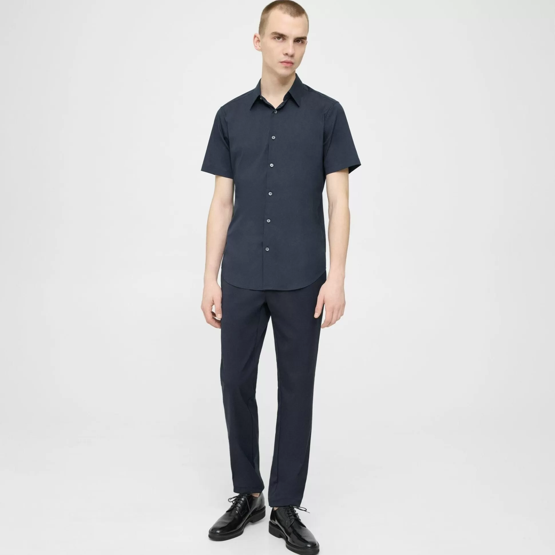 Theory Sylvain Short-Sleeve Shirt In Good Cotton-Men Shirts