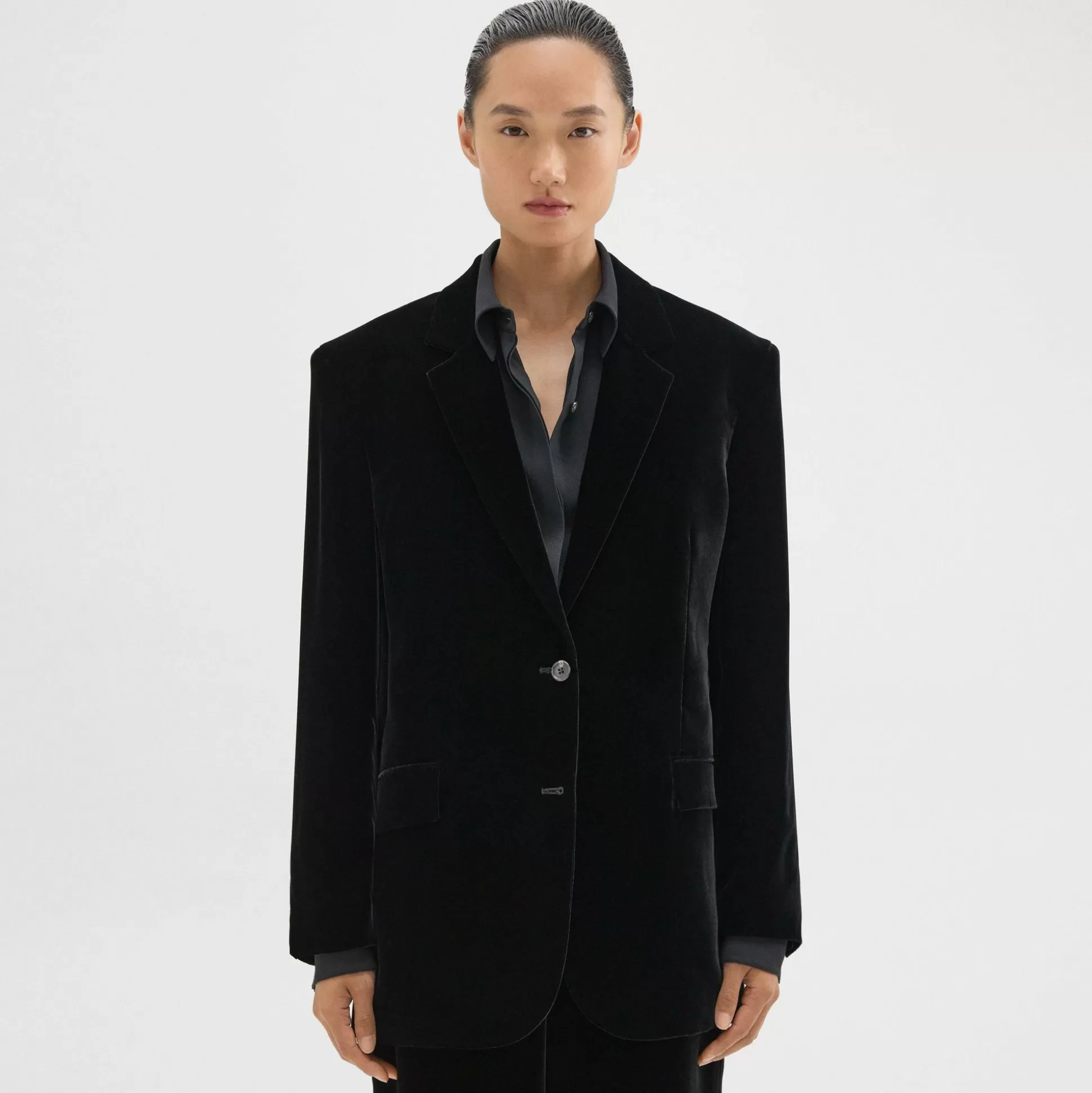 Theory Tailored Blazer In Stretch Velvet-Women Suits | Blazers + Jackets