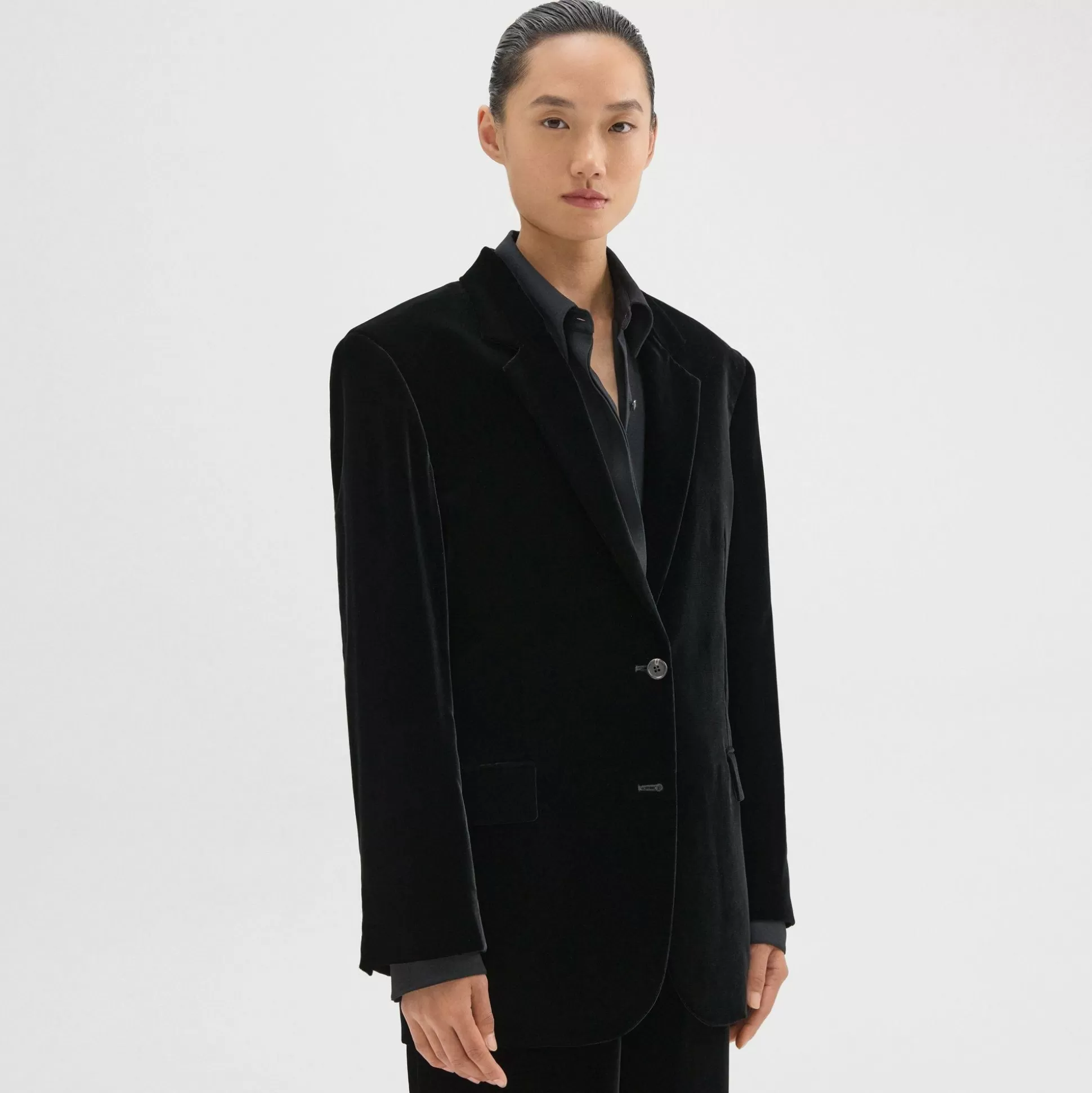 Theory Tailored Blazer In Stretch Velvet-Women Suits | Blazers + Jackets