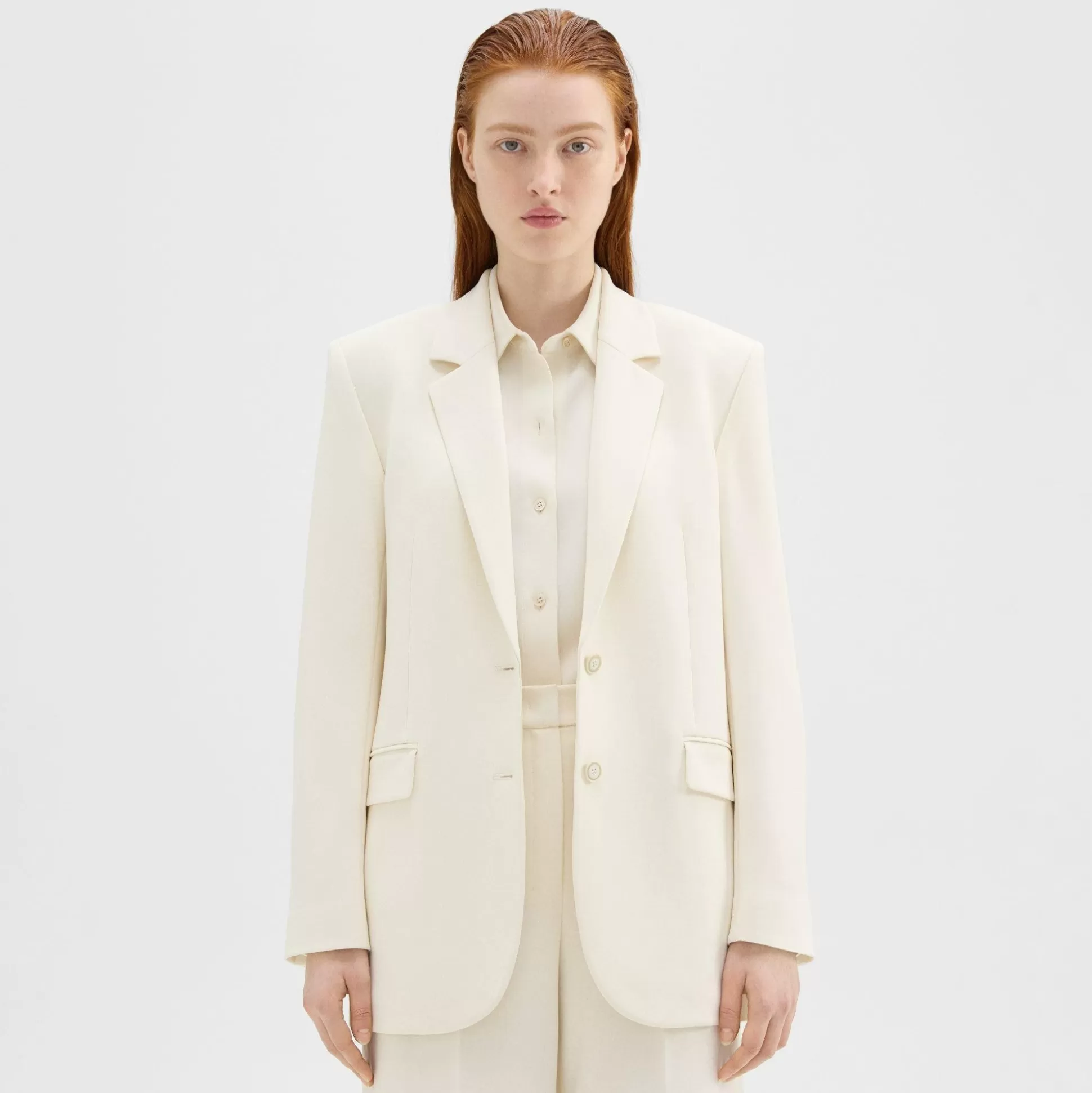 Theory Tailored Slim Blazer In Admiral Crepe-Women Blazers + Jackets